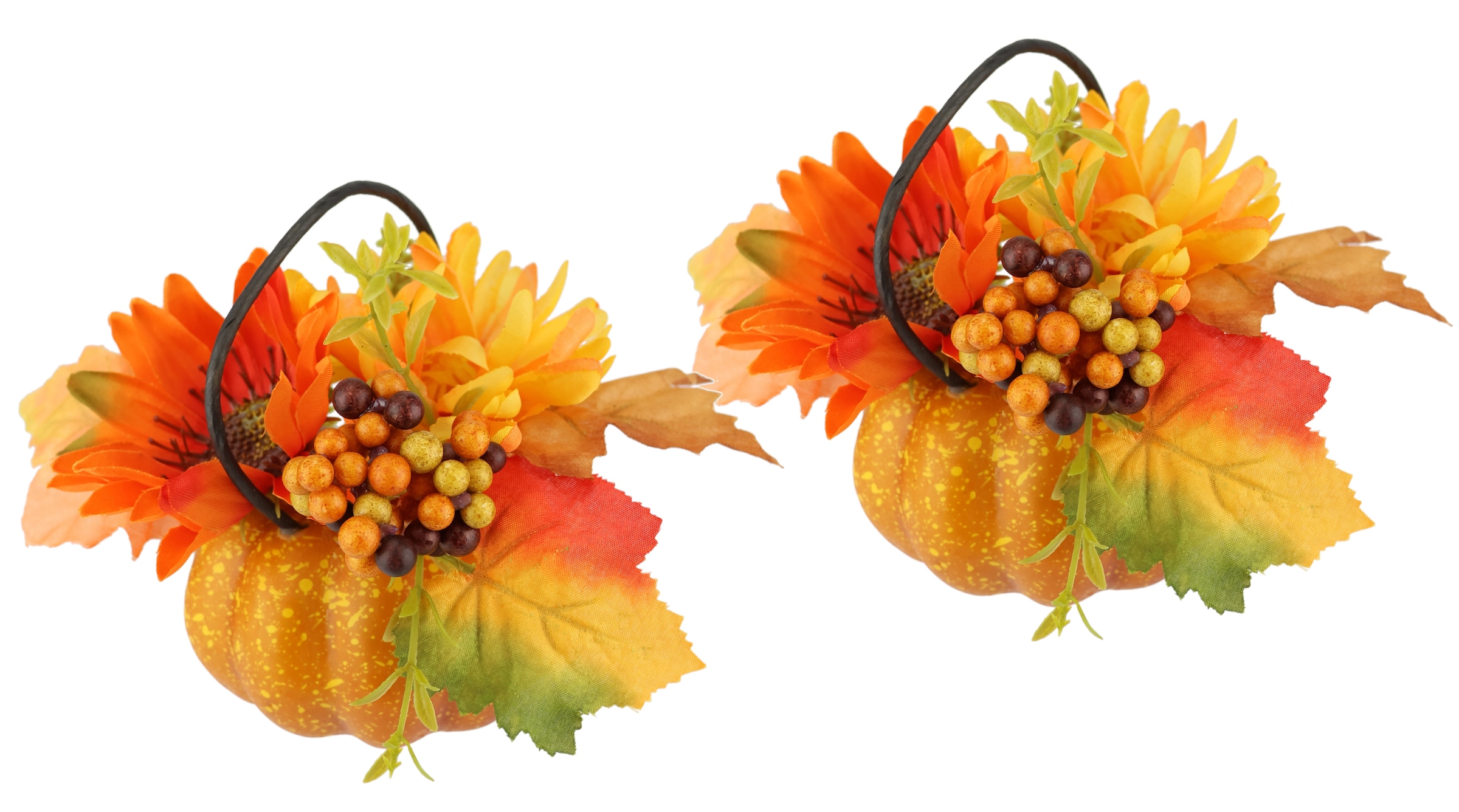 I.GE.A. Kunstblume »Dahlien-Gesteck im Kürbis«, Mit Beeren Blume Dekoblume Gesteck Herbstblume Herbstdeko Mittelstück