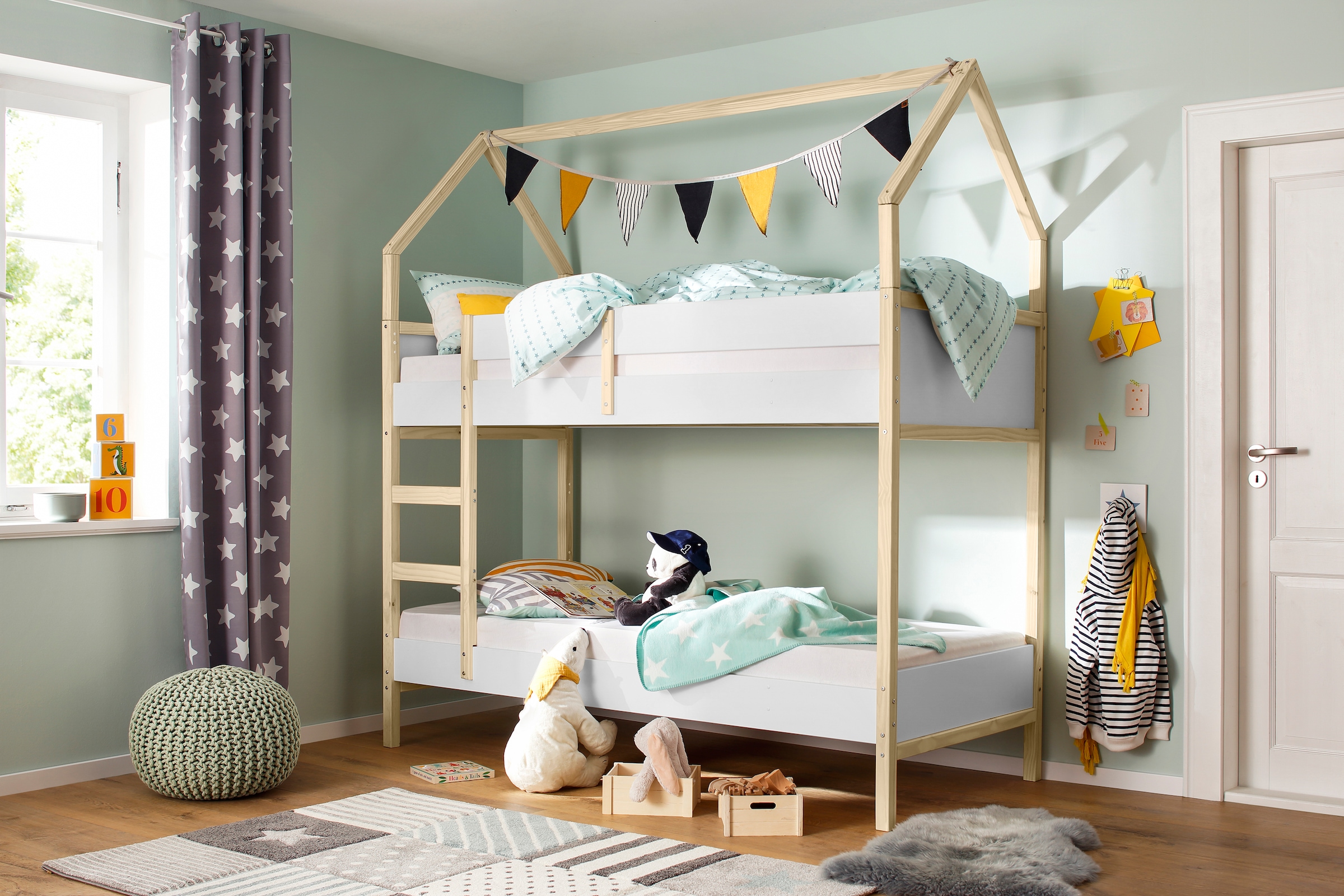 Lüttenhütt Etagenbett »Janne«, aus schönem massivem Kiefernholz, Etagenbett, Liegefläche 90x200 cm