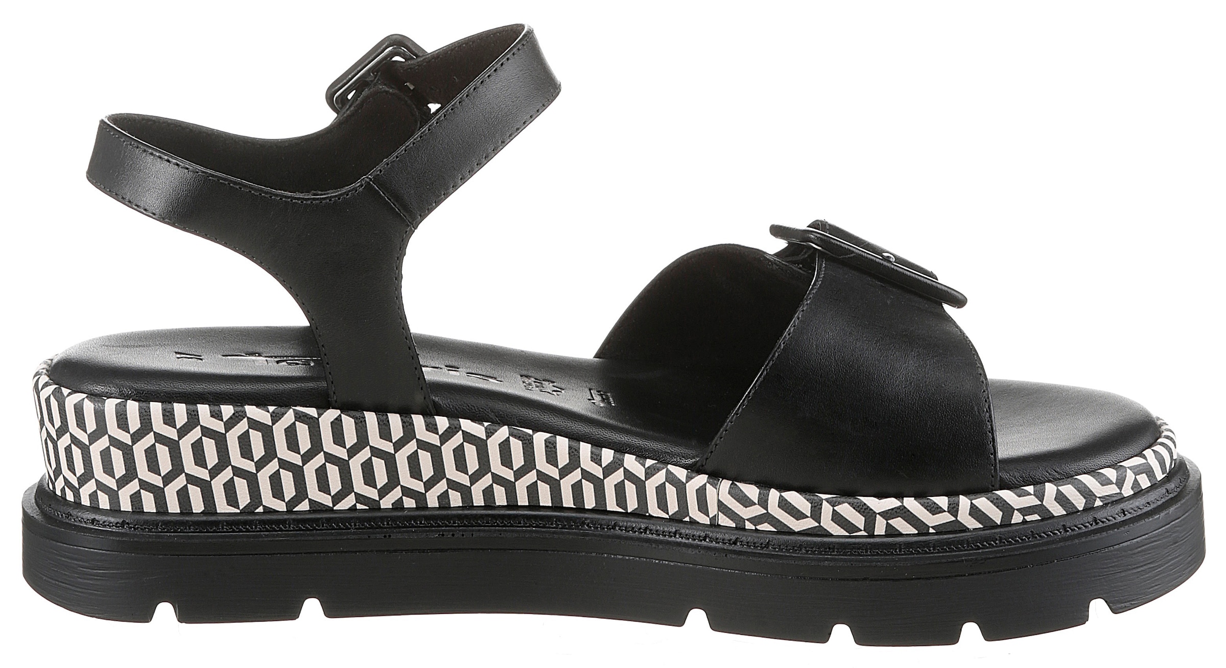 Tamaris Keilsandalette  , Riemchensandale, Sommerschuh mit Muster am Plateau