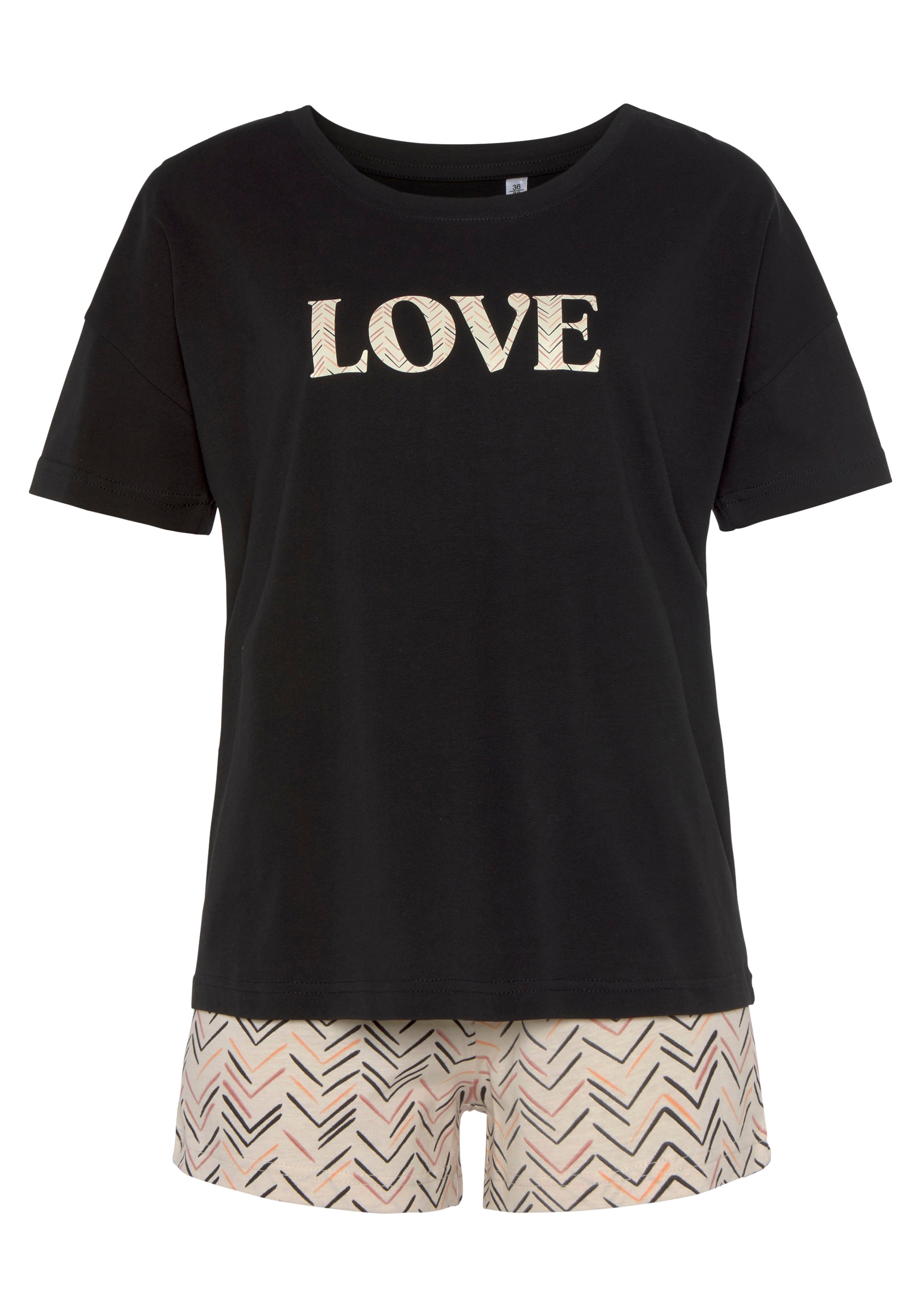 Vivance Dreams Shorty Set, 2 tlg. mit malerischem Fischgrat-Muster