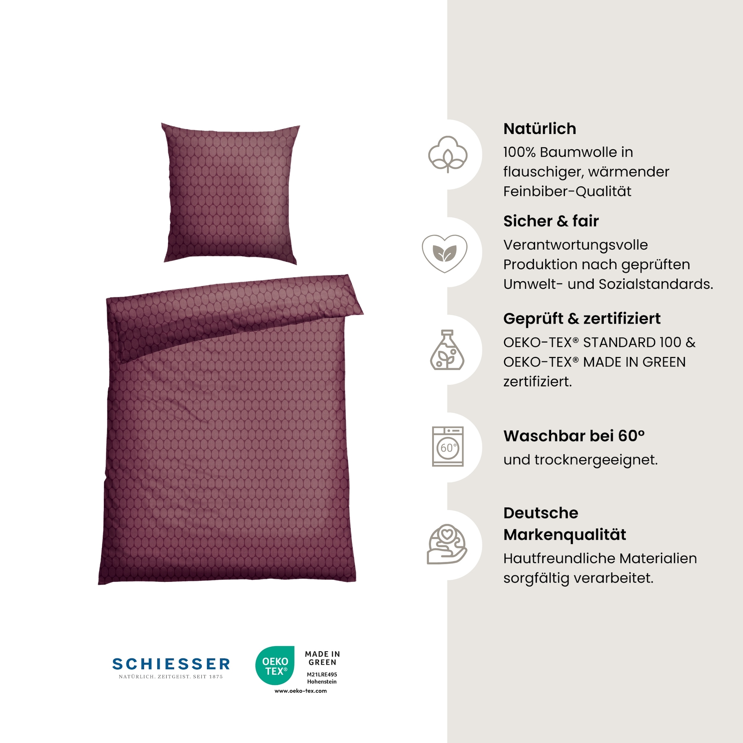 Schiesser Bettwäsche »Drops aus weicher Baumwolle mit modernem Grafikprint«, MADE IN GREEN by OEKO-TEX®-zertifiziert
