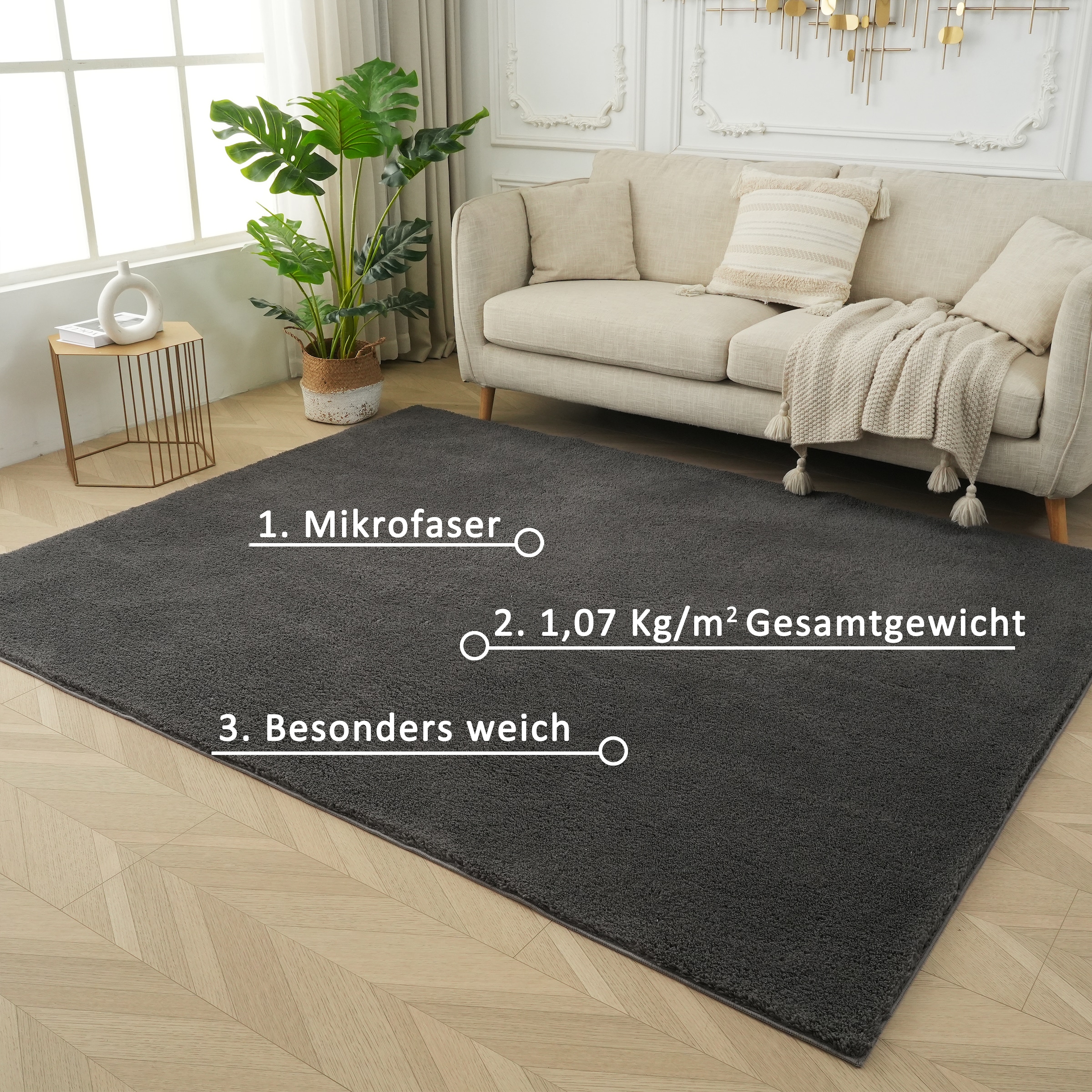 OTTO home Teppich »Cali Shaggy« rechteckig 22 mm Höhe Uni-Farben, kuschelig, & weich, waschbar, Wohnzimmer, Schlafzimmer