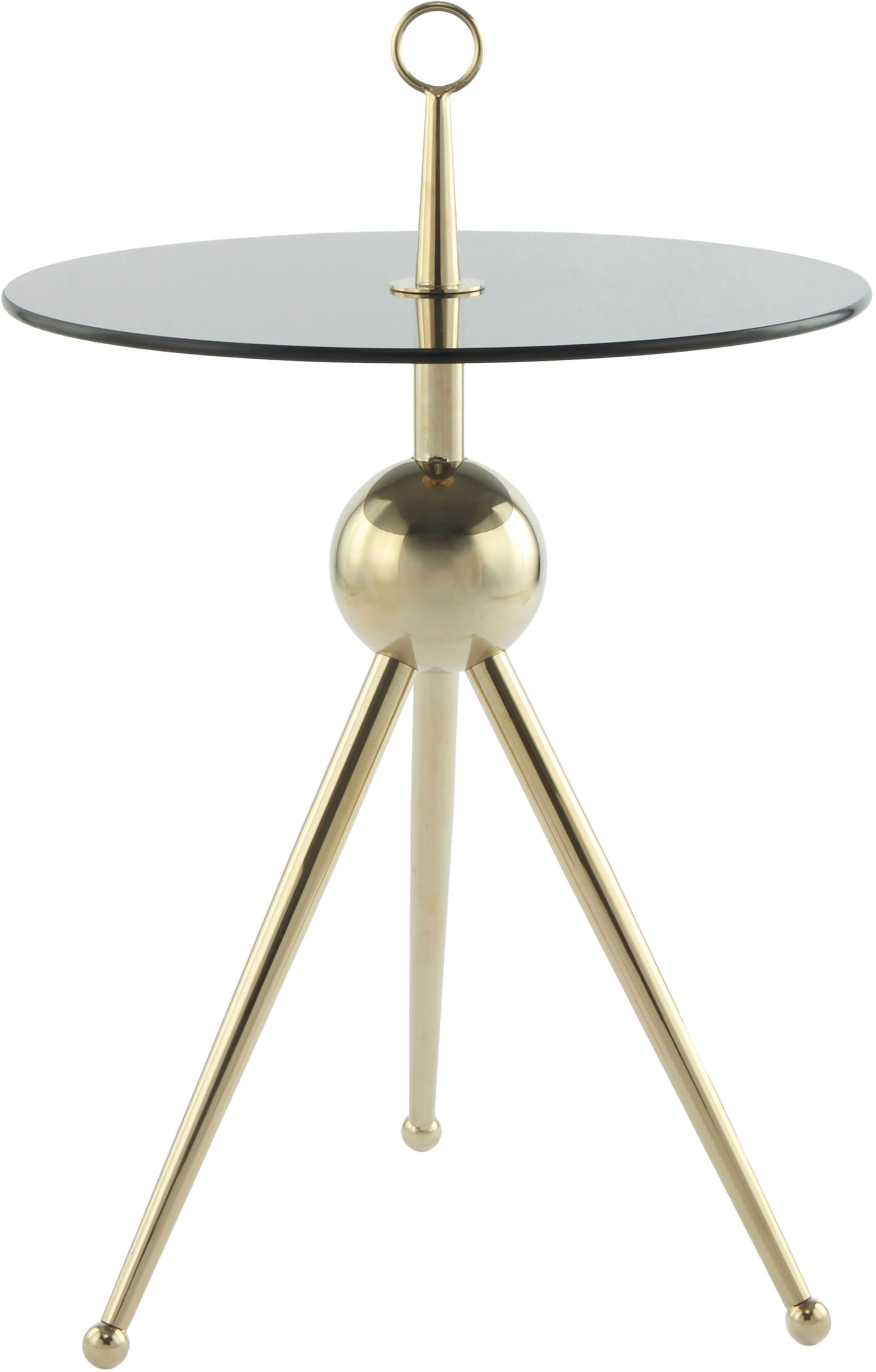 Kayoom Beistelltisch "Ontario 325, Runde Glasplatte aus Sicherheitsglas, 100% Edelstahl" 1 Stk. tlg. Minimalistisch, Gestell in Tripod-Design, mit Tragering