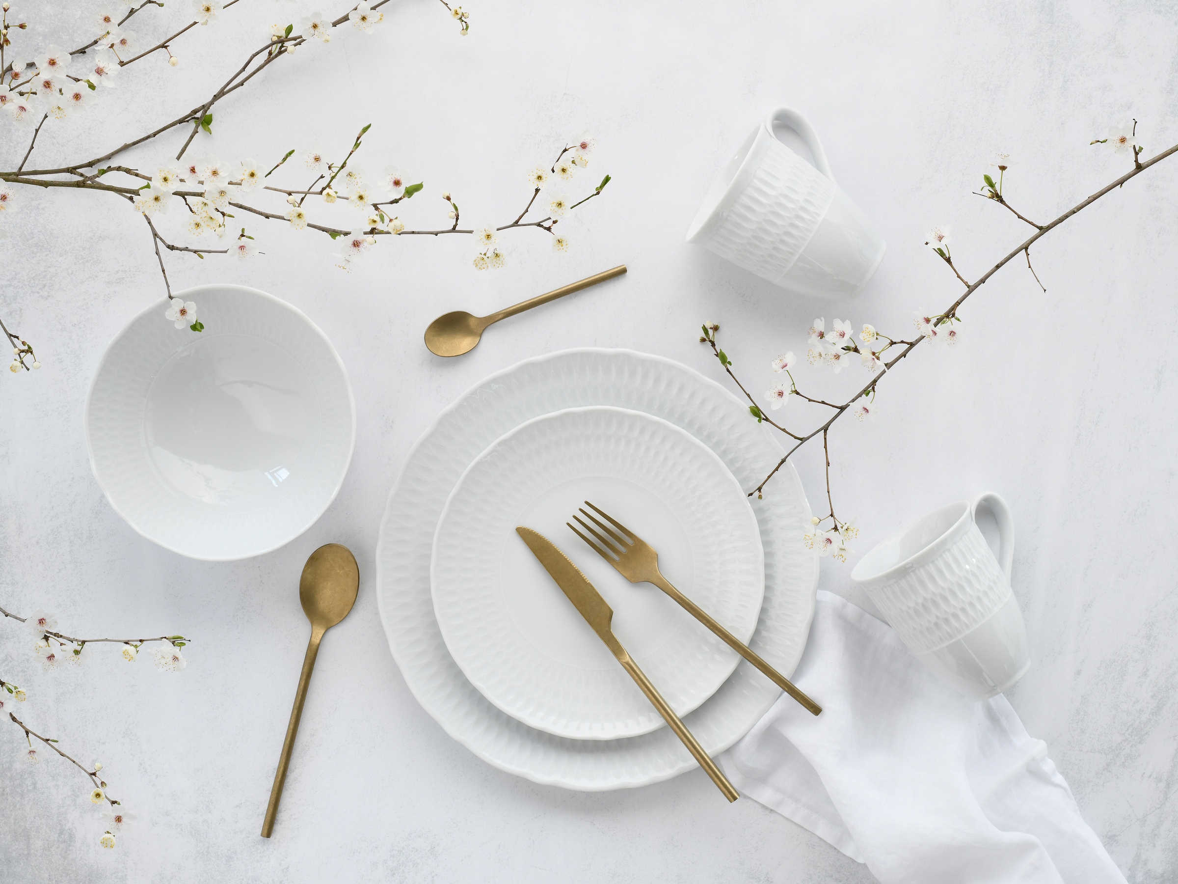 CreaTable Kombiservice »Geschirr-Set Sofia« Service, klassisch elegantes Relief, 8 Teile, für 2 Personen