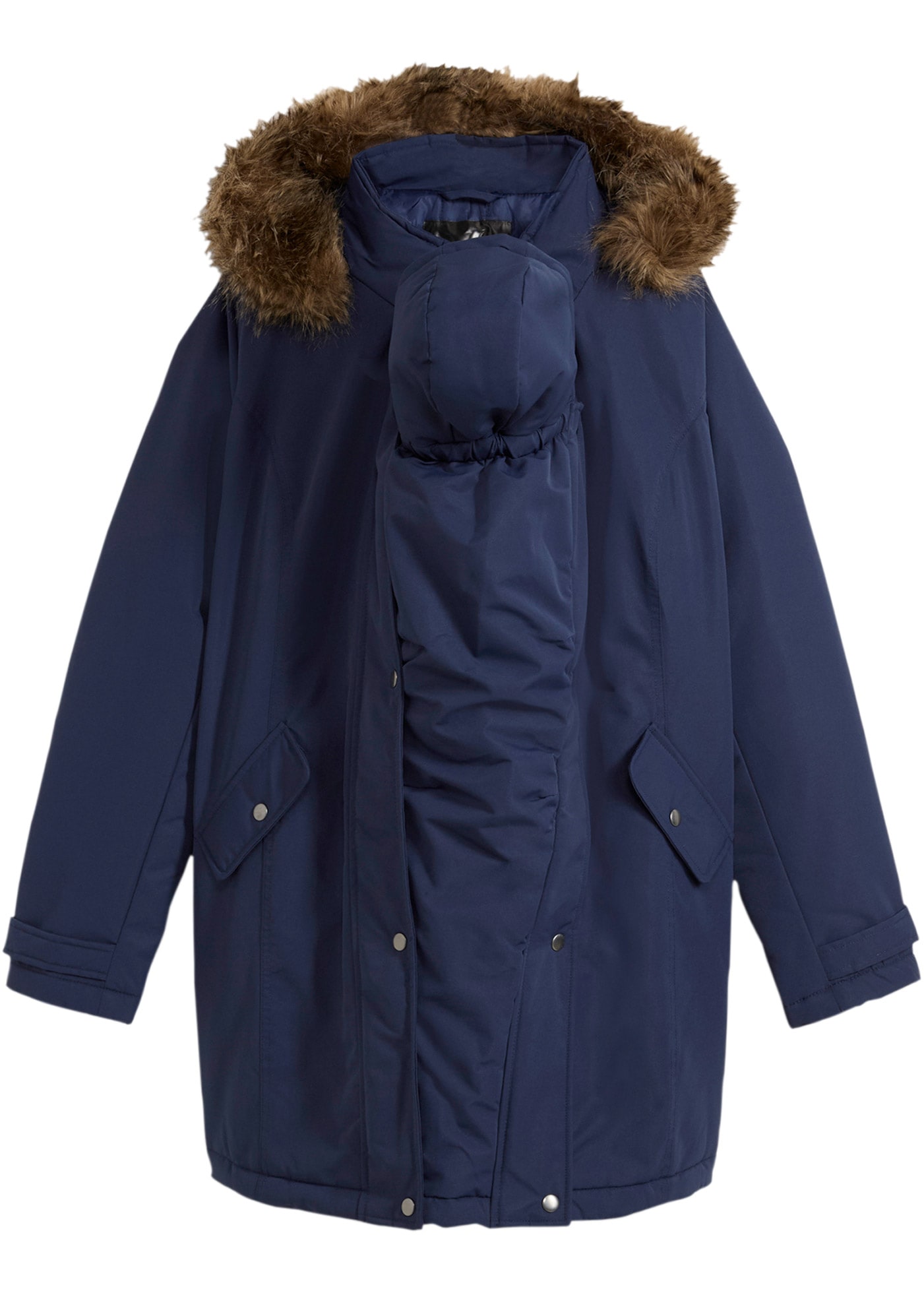 bonprix Umstandsjacke mit Kapuze mit elastischem Gummizug, seitlicher Erweiterung durch Reißverschlüsse