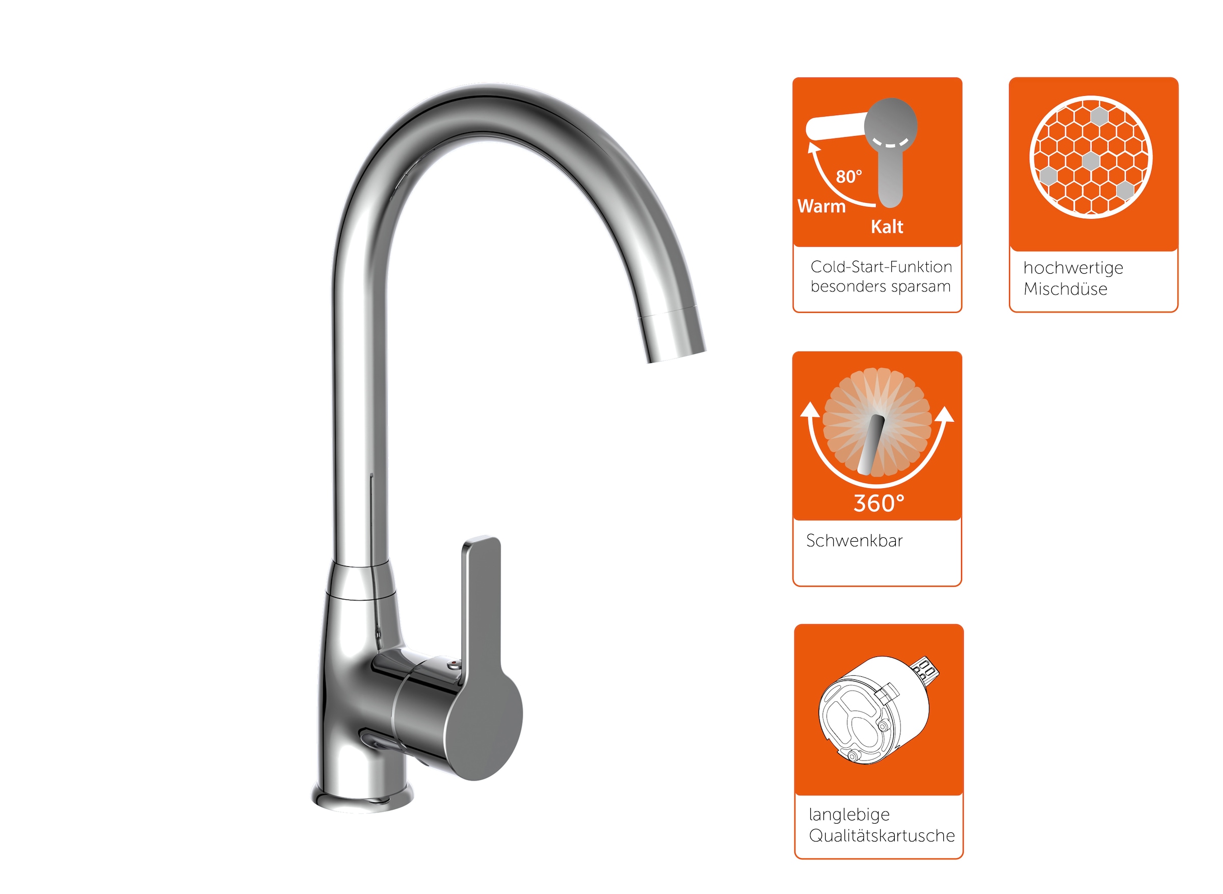 Eisl Spültischarmatur »DIZIANI« Cold-Start-Funktion / 360° schwenkbar