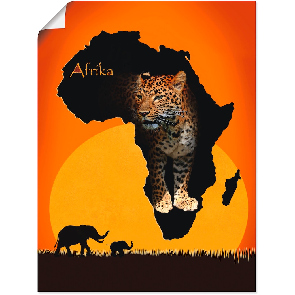 Artland Wandbild »Afrika der schwarze Kontinent«, Wildtiere, (1 St.)