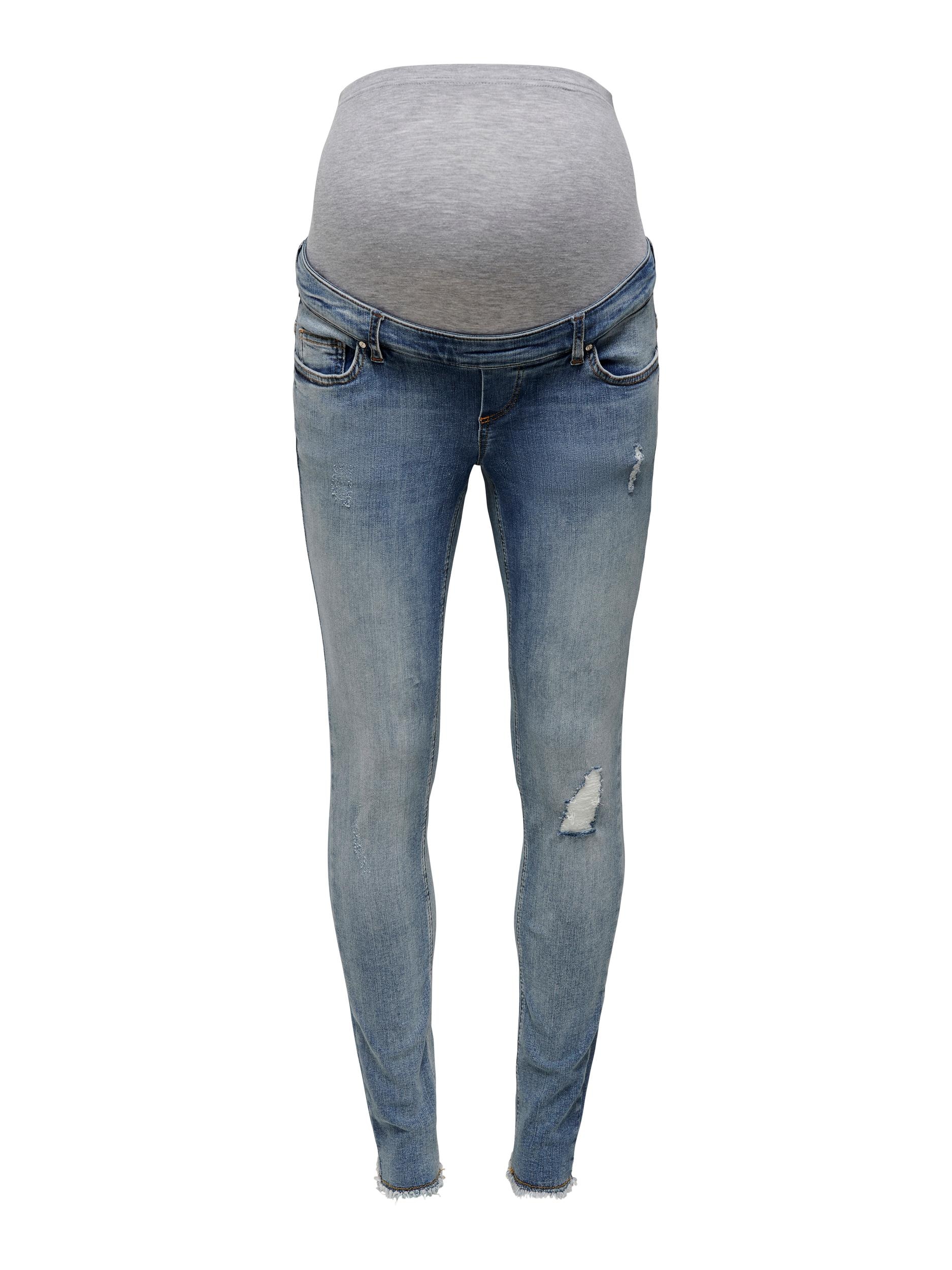 ONLY MATERNITY Umstandsjeans »OLMBLUSH MID SK ANK RW DNM NOOS«, mit Destroyed Effekt
