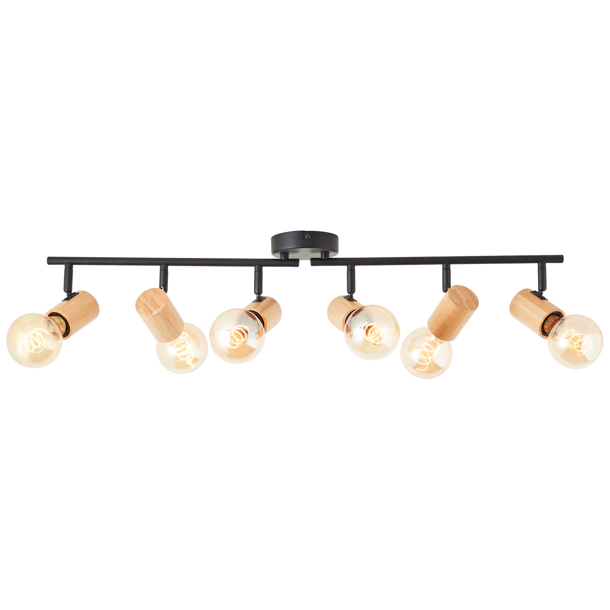 Brilliant Deckenstrahler »Kerry«, 6 flammig, Leuchtmittel E27 | ohne Leuchtmittel, Breite 77 cm, E27, Metall/Bambus, schwarz/natur