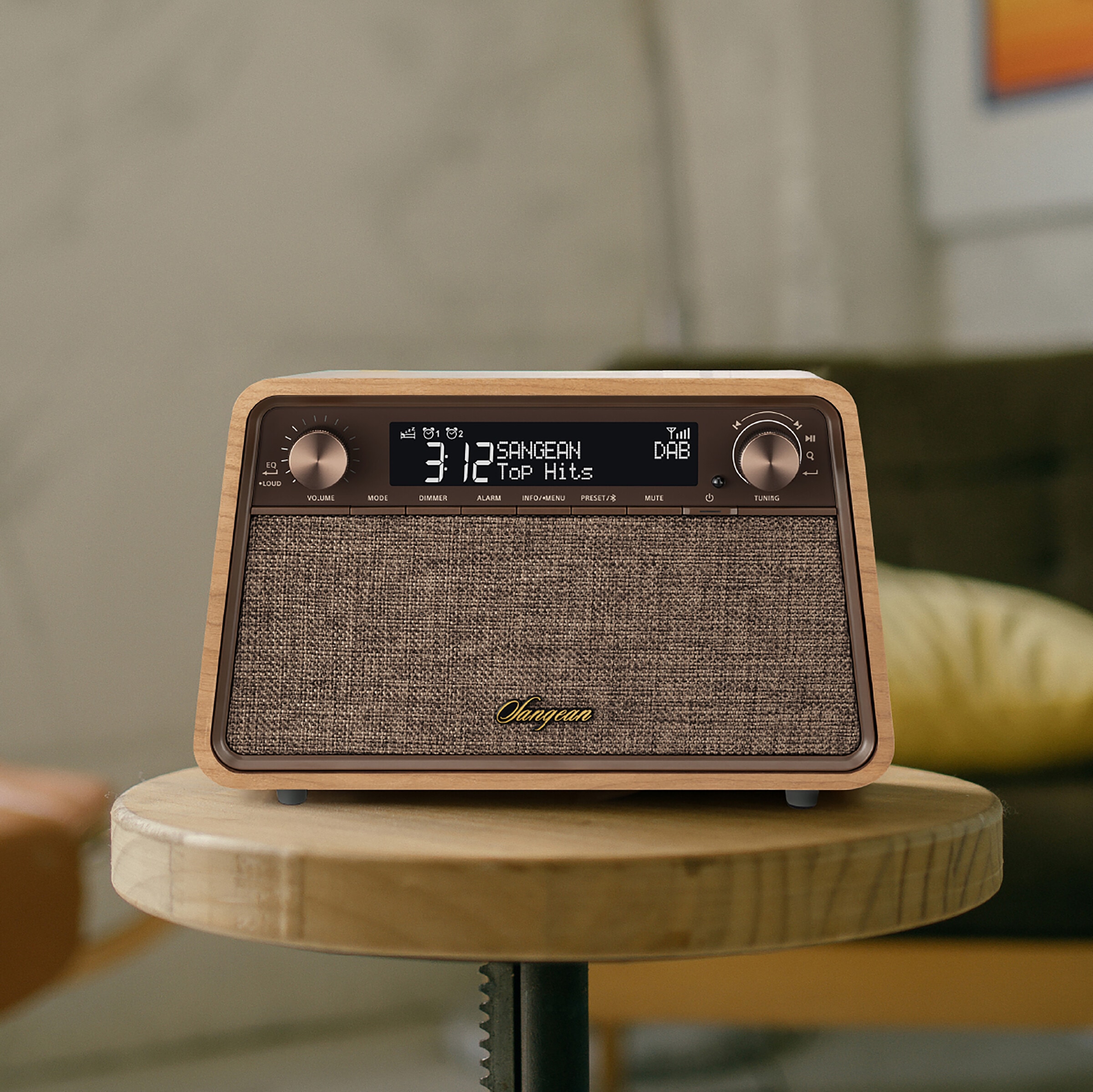 Sangean Retro-Radio »WR-201D«, (A2DP Bluetooth-AVRCP Bluetooth Digitalradio (DAB+)-FM-Tuner mit RDS), DAB+, Bluetooth, USB-C Ladeanschluss, Fernbedienung