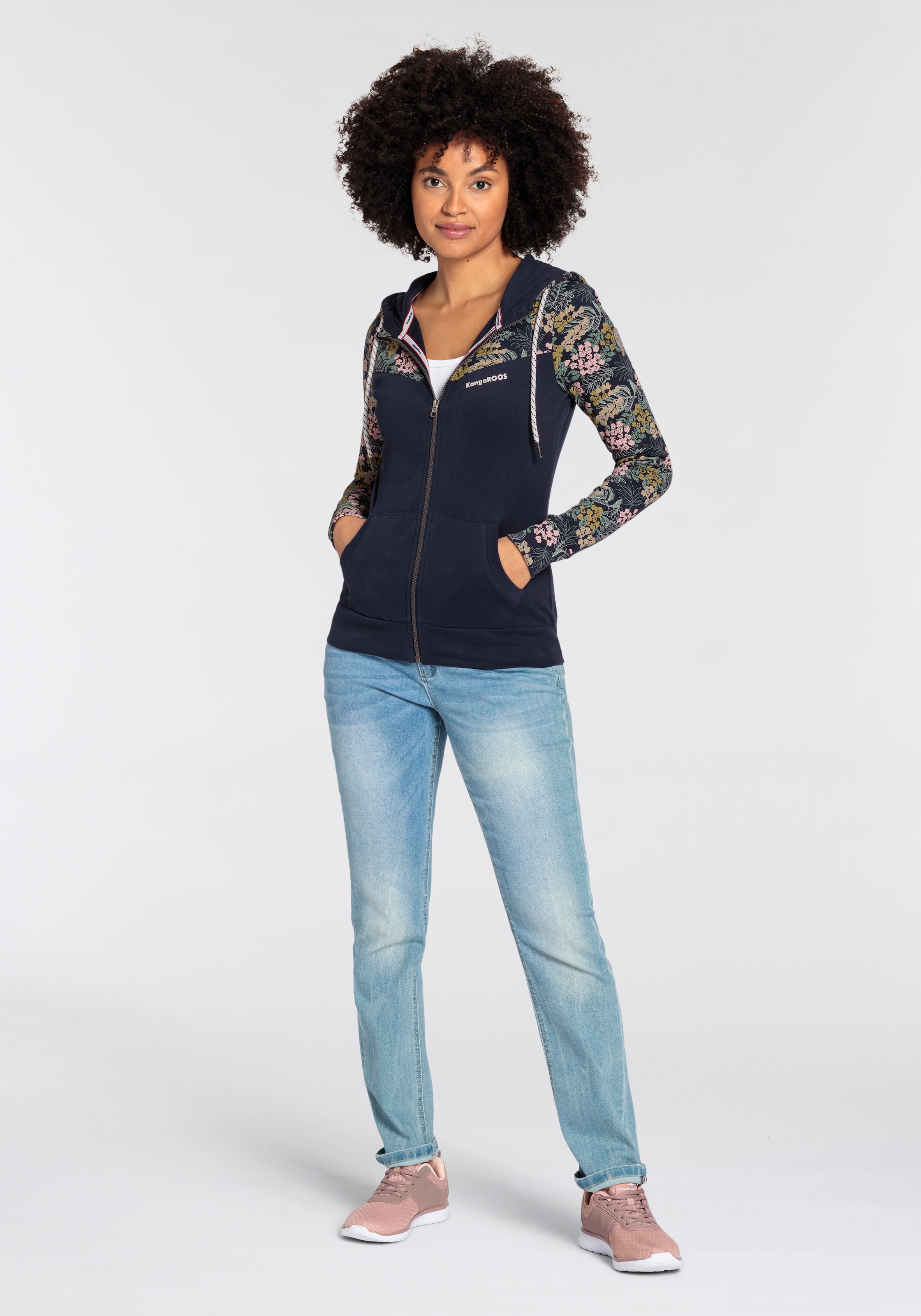 KangaROOS Kapuzensweatjacke, mit Blumenprint