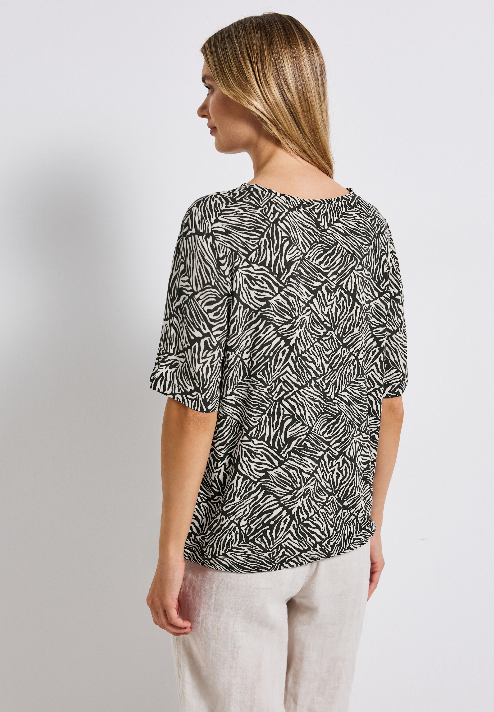 STREET ONE T-Shirt, gemustert, mit Tunnelzug