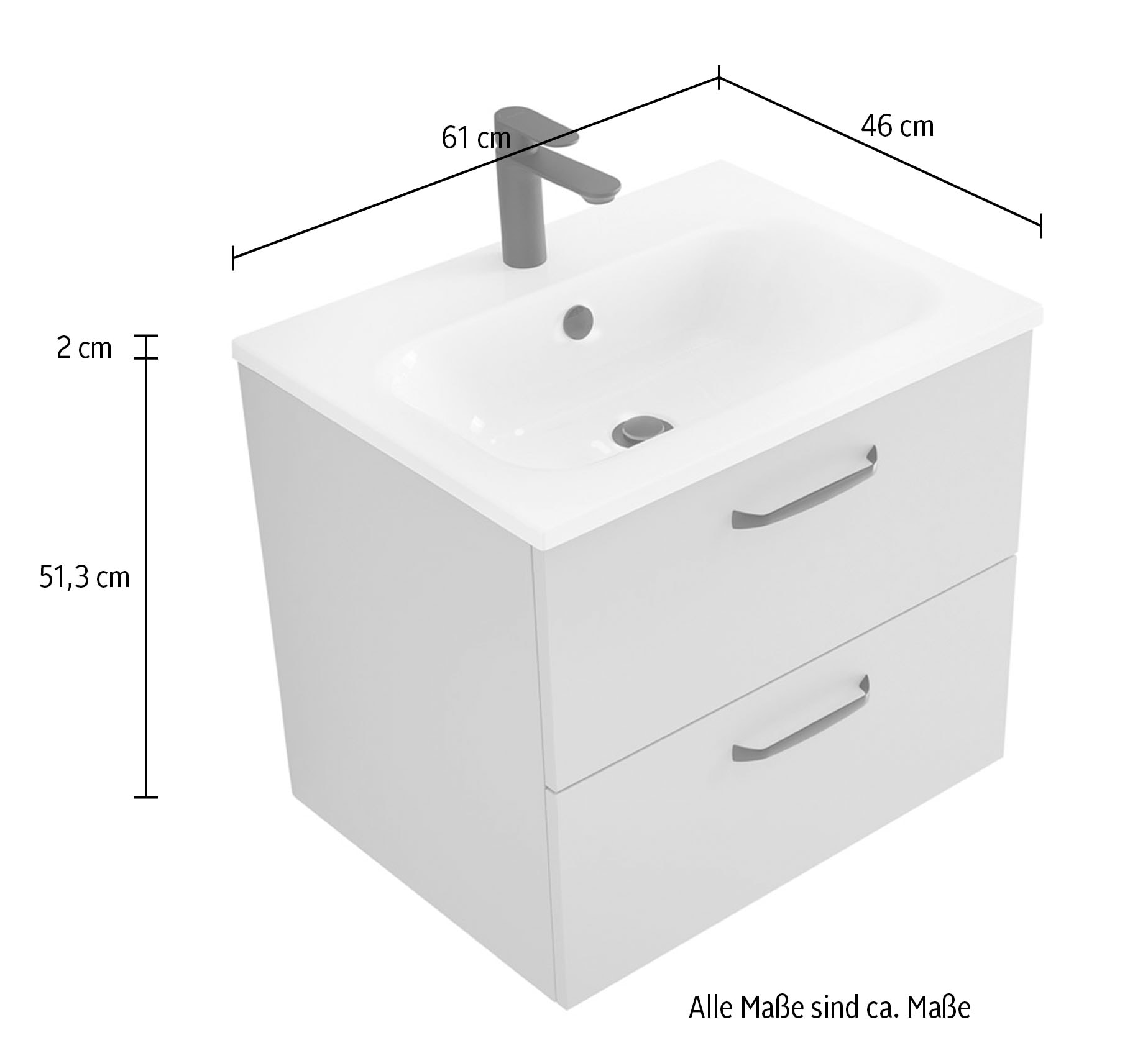 Saphir Badmöbel-Set »Quickset 500, Waschtischunterschrank mit Mineralmarmorwaschtisch« 2 Stk. tlg.