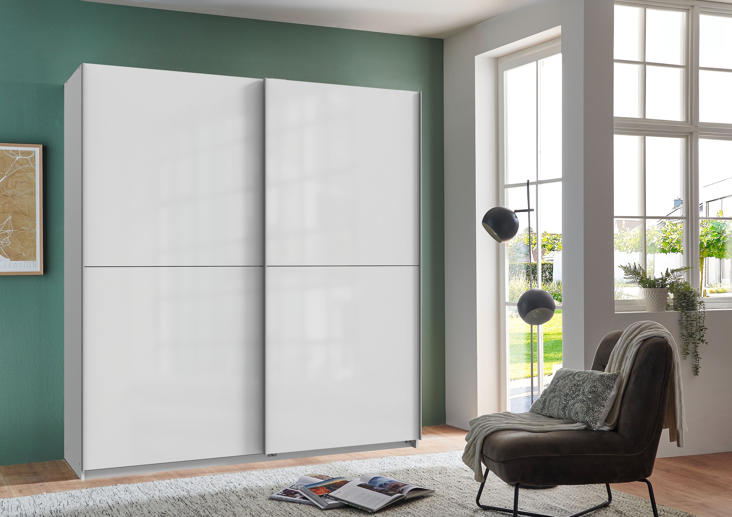 Wimex Kleiderschrank »Mugano, B/T/H 135 oder 180/65/198cm, Made in Germany«, (wähle Deine Ausstattung: Basic oder Premium!), 2 Schwebetüren mit oder ohne Spiegel, Metallgriffe