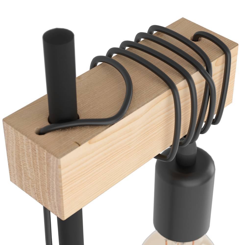 EGLO Tischleuchte »TOWNSHEND Tischlampe, Holz, Stahl, Retro, Industrial, Wickeloptik«, 1 flammig, Leuchtmittel E27 | ohne Leuchtmittel, Wohnzimmer, Nachttischlampe, 1-flammig, schwarz, braun, 50x15,5x17,5cm