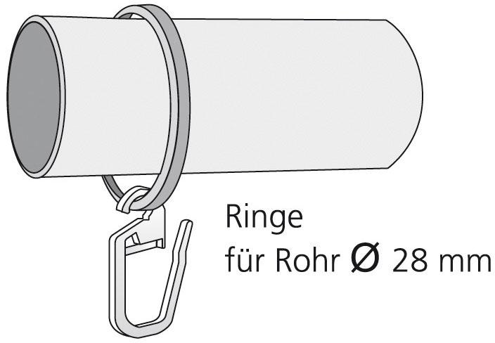 Liedeco Gardinenring, (Packung, 10 St., mit Faltenlegehaken), für  Gardinenstangen Ø 28 mm auf Raten kaufen