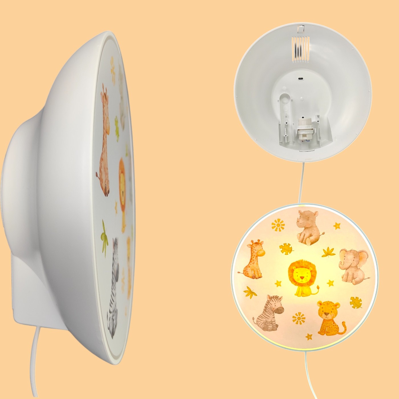 niermann Wandleuchte »Kinderlampe mit Motiv "Little Safari", Kinderzimmer« E14 1 Stk. bruchsicheres Gehäuse, Schalter im Anschlusskabel, Made in Germany