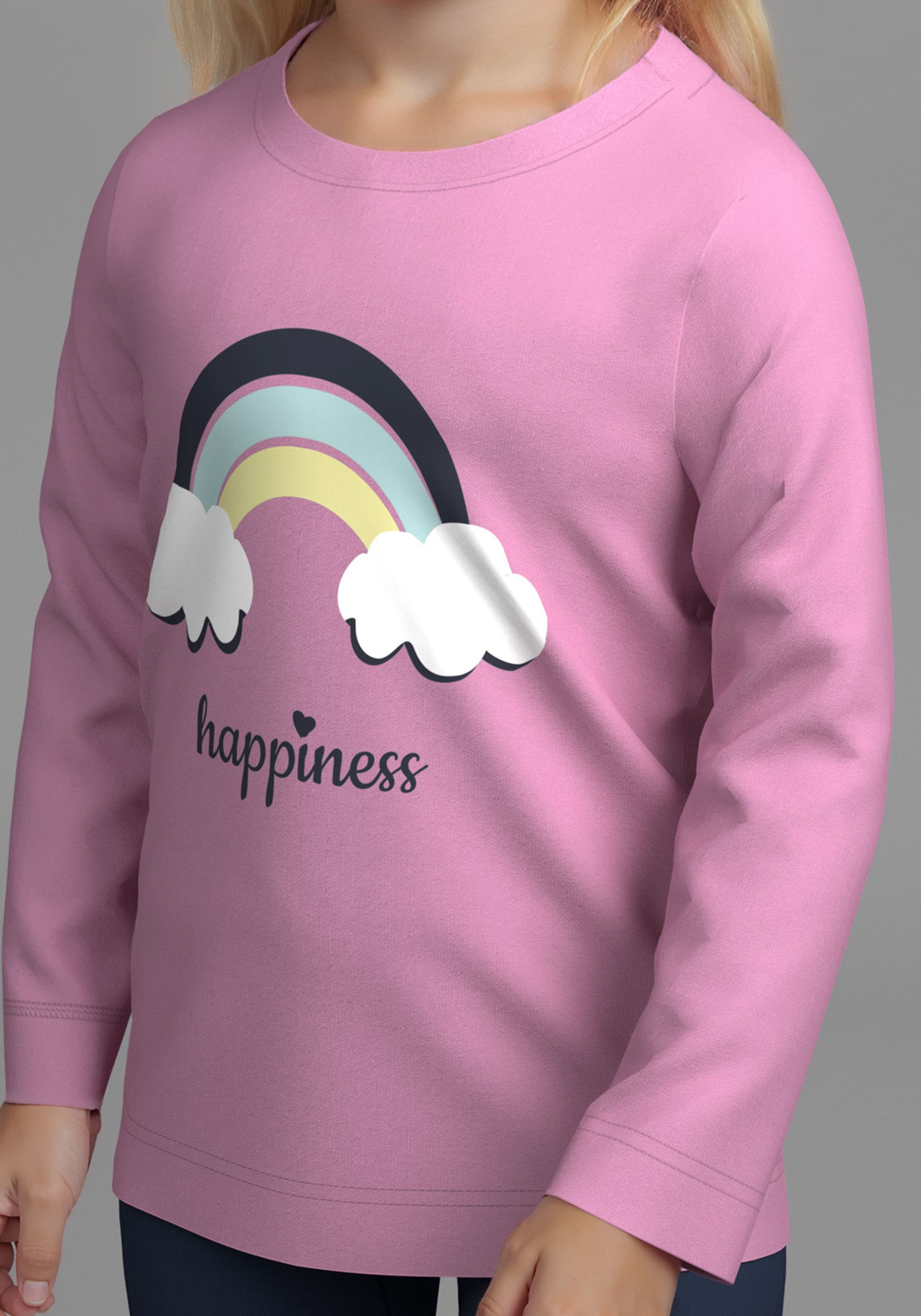 KIDSWORLD Langarmshirt »2er Pack 1x uni + 1x geringelt Langarmshirts« 2 Stk. 2er Pack Shirts mit Regenbogen und Ringel