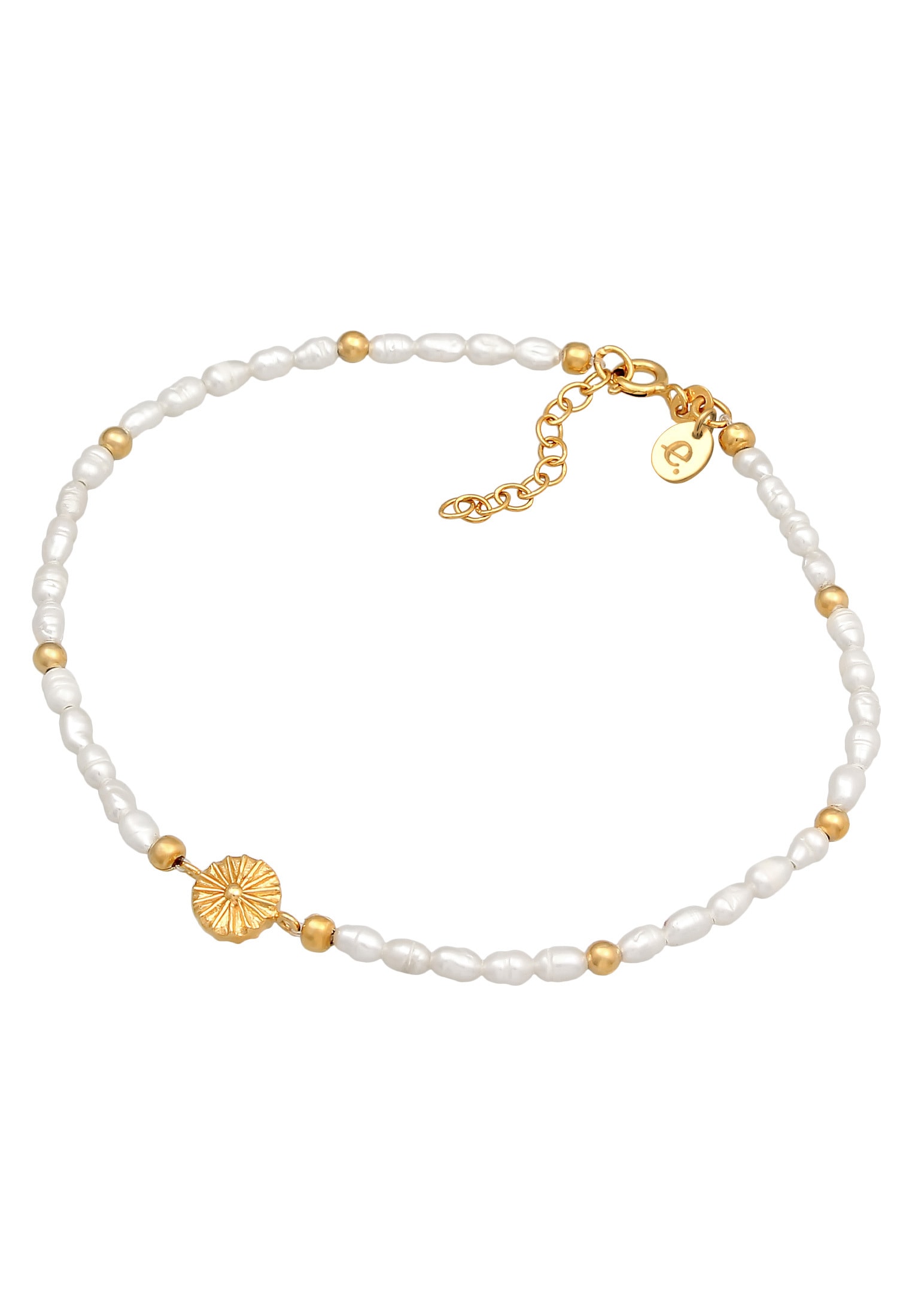 Elli Premium Fußkette »Fußschmuck Sonne Süßwasserperle Strand 925 Silber«