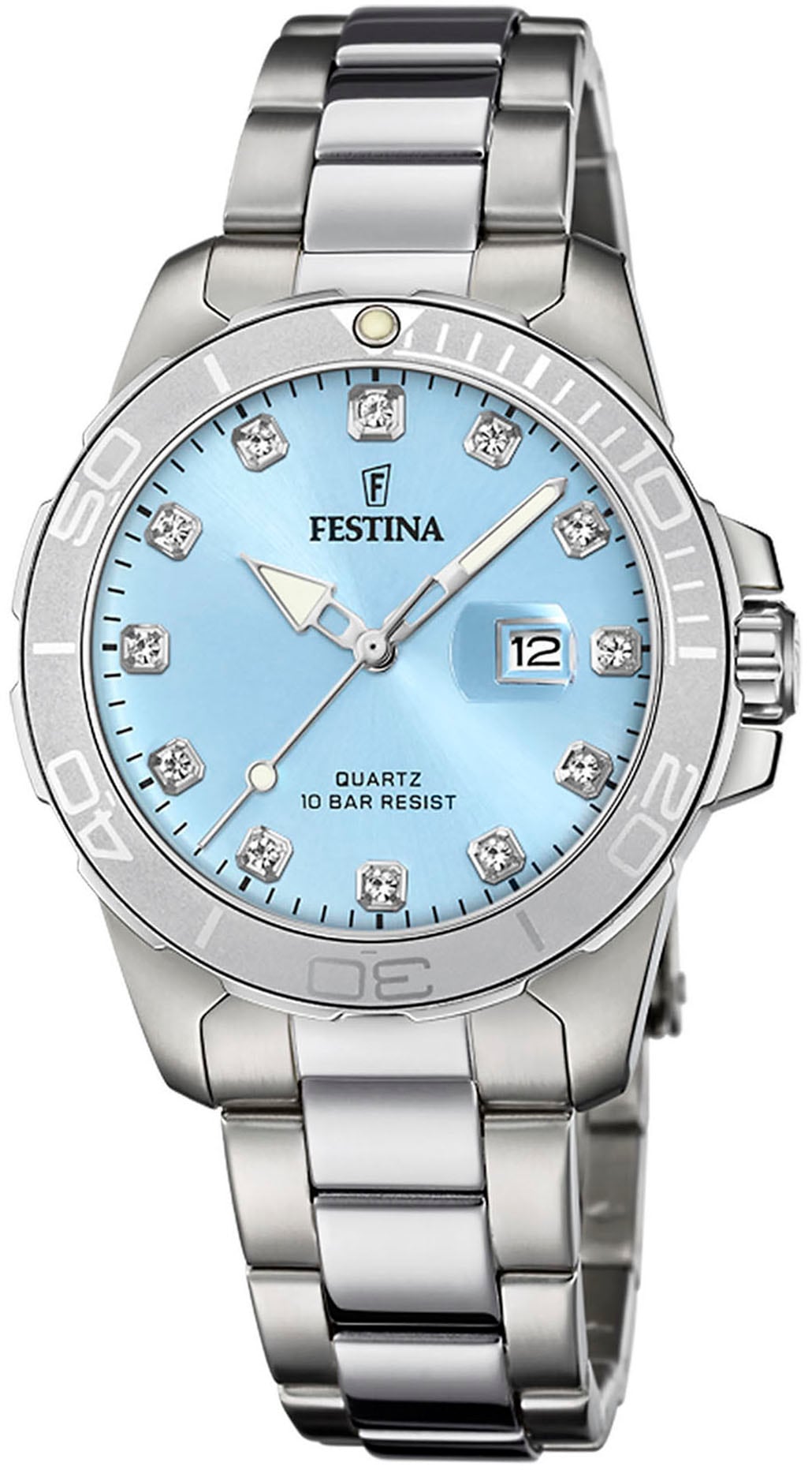 Festina Quarzuhr »Boyfriend Collection«, Armbanduhr, Damenuhr, Edelstahlarmband, bis 10 bar wasserdicht, Datum