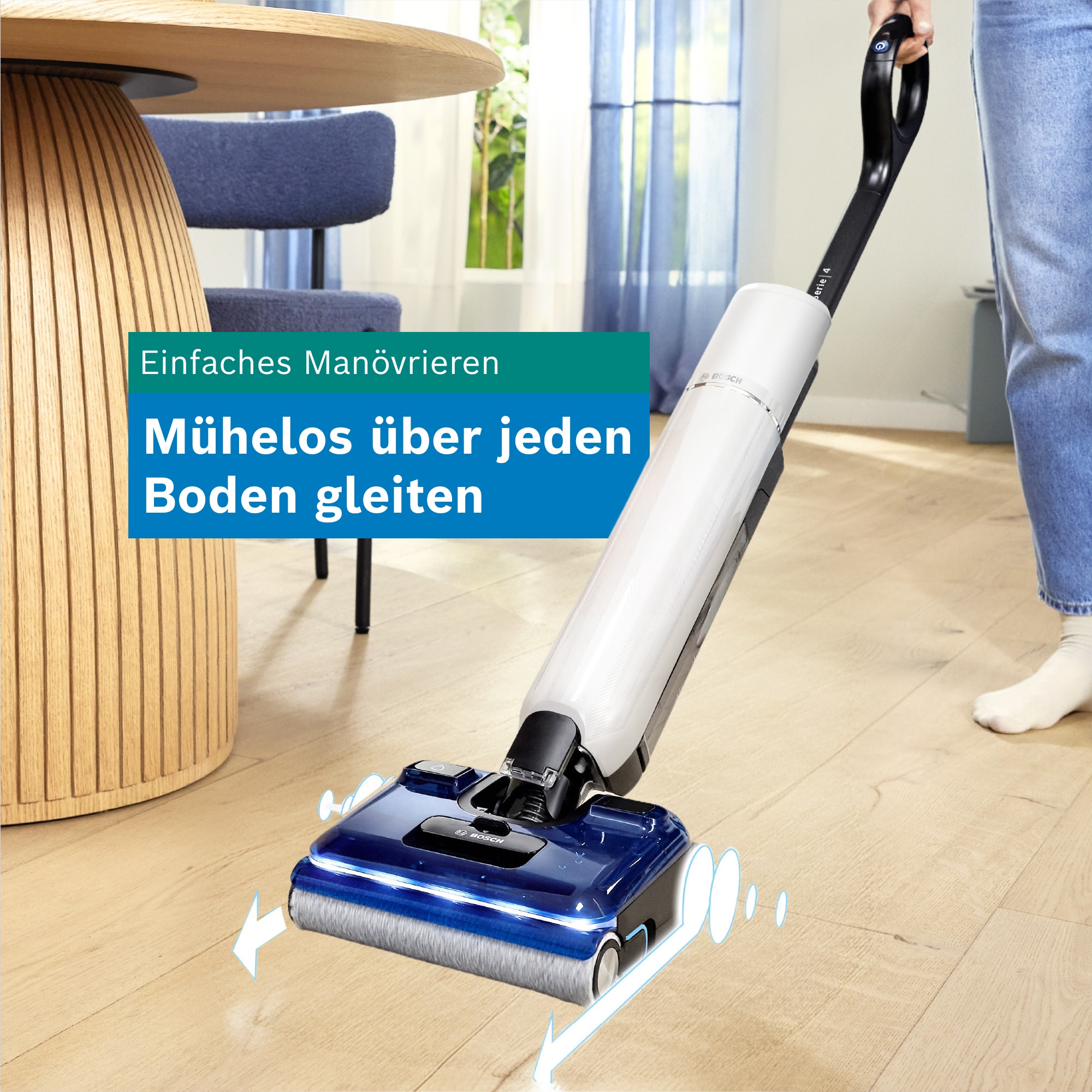 BOSCH Nass-Trocken-Sauger »OneFlow Serie 4 BHF41WM, Selbstreinigung, 24.000 PA Saugkraft« Anti-Haarverwicklung, LED-Licht, Schnelltrocknung, 40 min Akku / 150m²