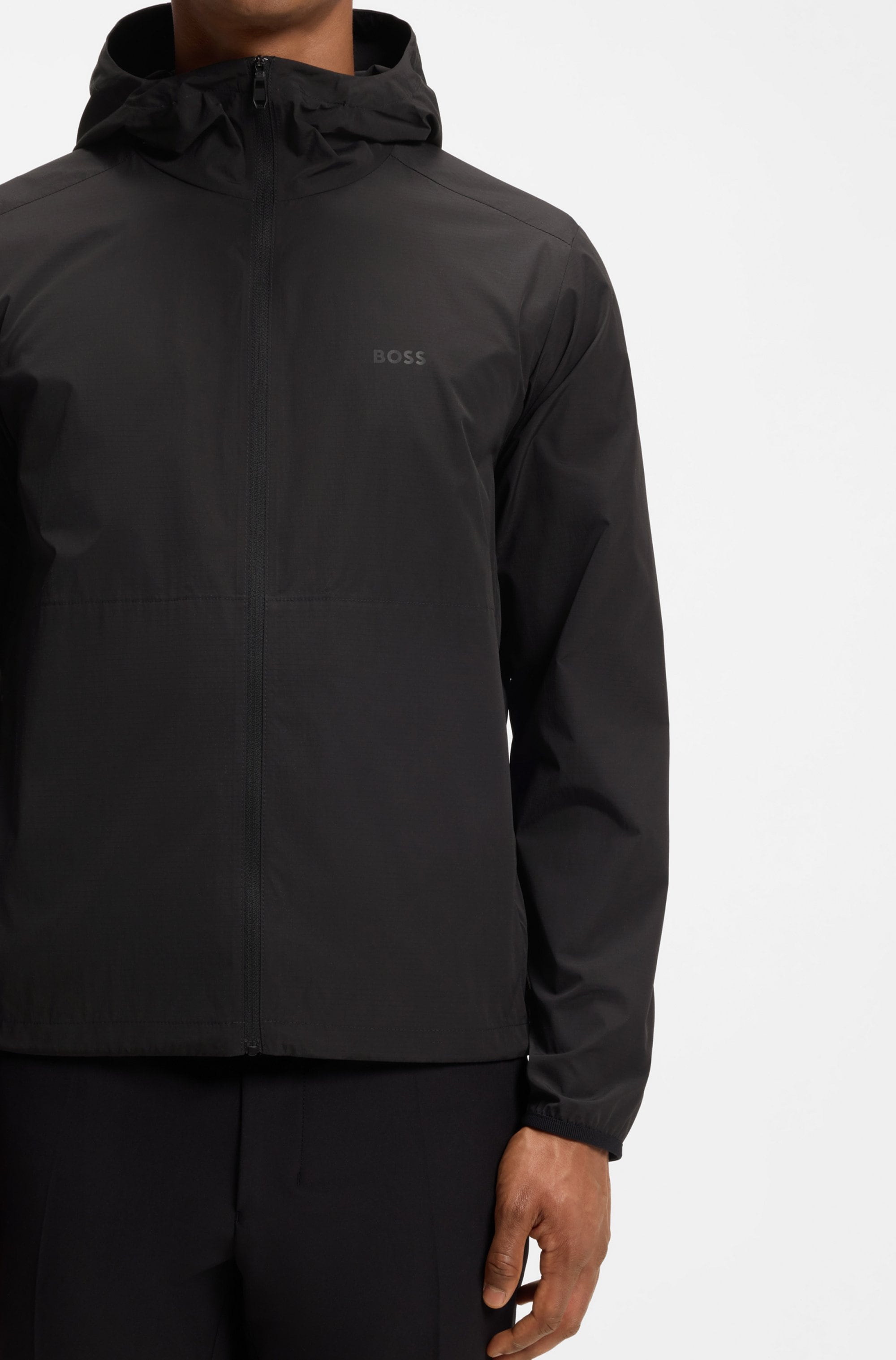 BOSS GREEN Windbreaker mit Kapuze Regular Fit, Superleichte Qualität, Packfunktion innen in der Kapuze