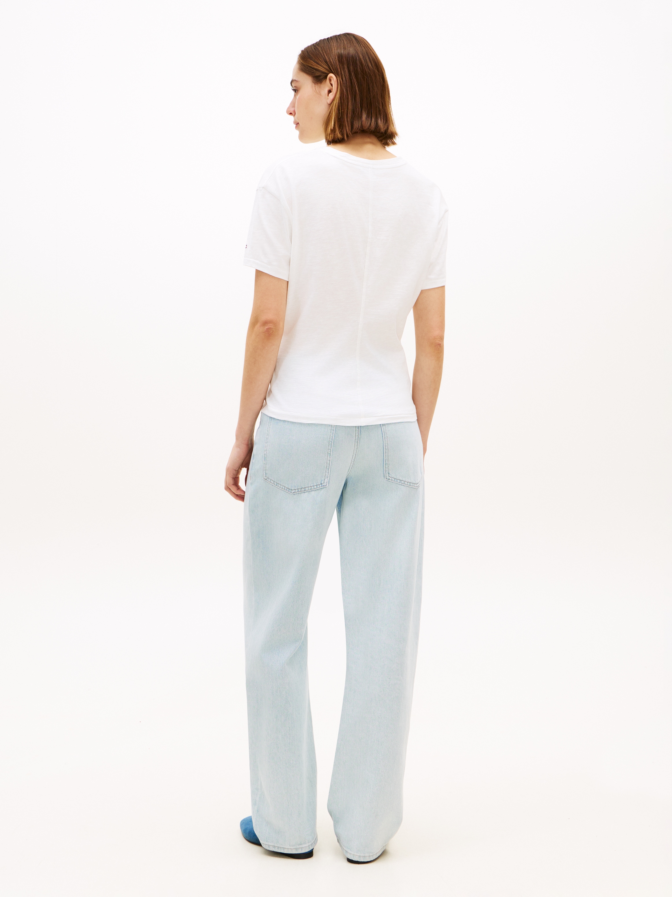 Tommy Hilfiger Kurzarmshirt »CO SLUB KNOT SS TEE« mit Bindegürtel in der Taille