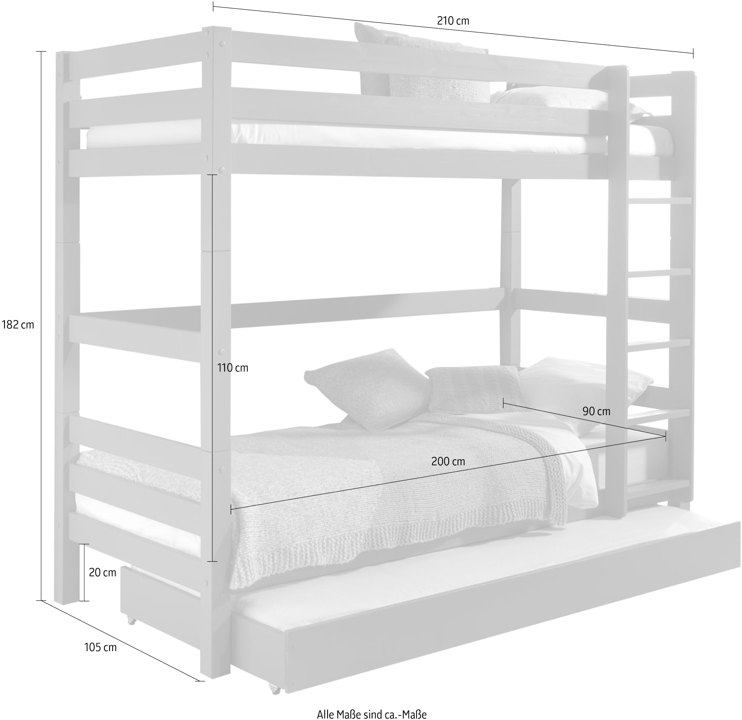 Vipack Etagenbett »Pino«, (Made in Europe), wahlweise mit Bettschublade