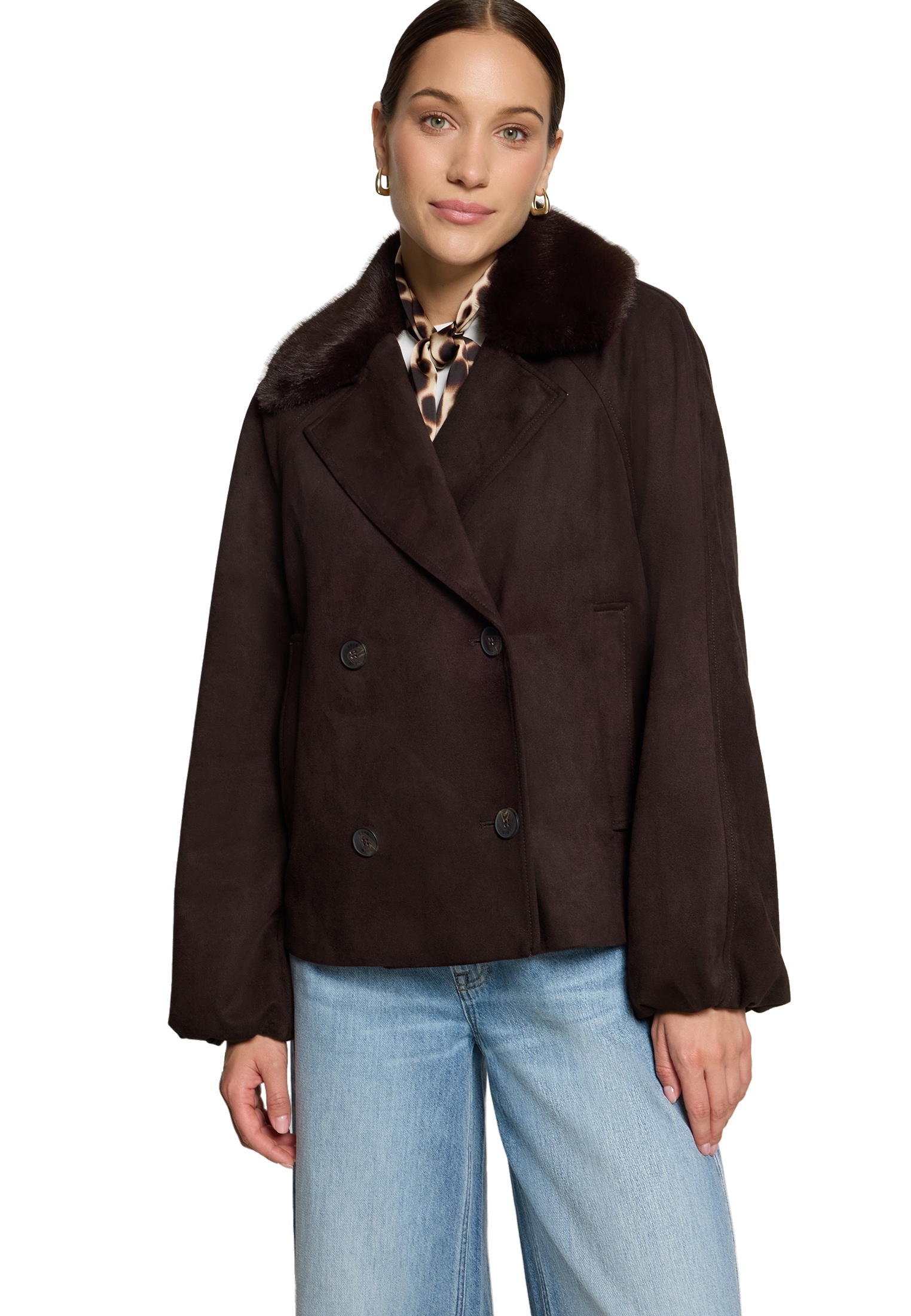 Zero Outdoorjacke »Outdoorjacke mit Kunstfellkragen«