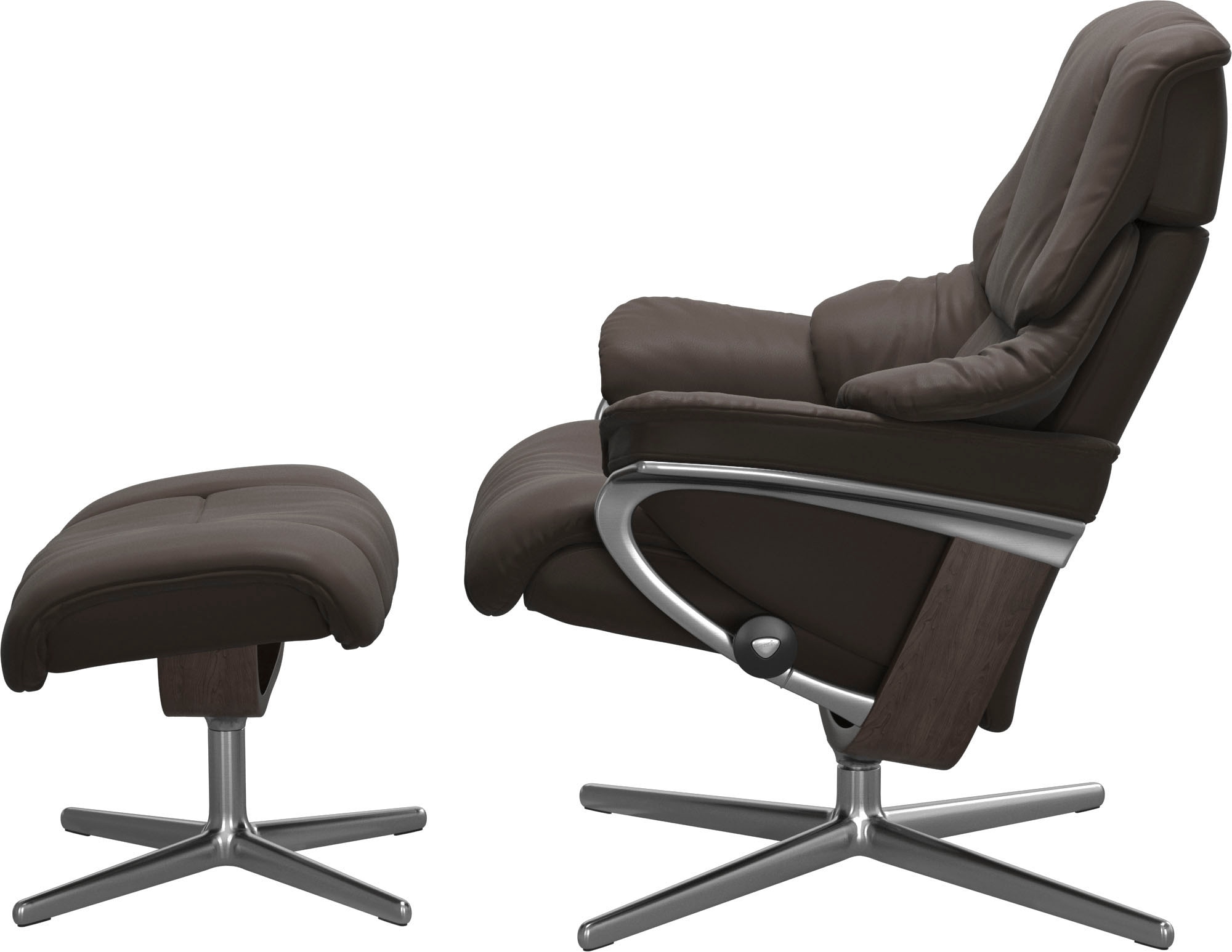 Stressless® Relaxsessel »Reno«, (Set, Relaxsessel mit Hocker), mit Hocker, mit Cross Base, Größe S, M & L, Holzakzent Wenge