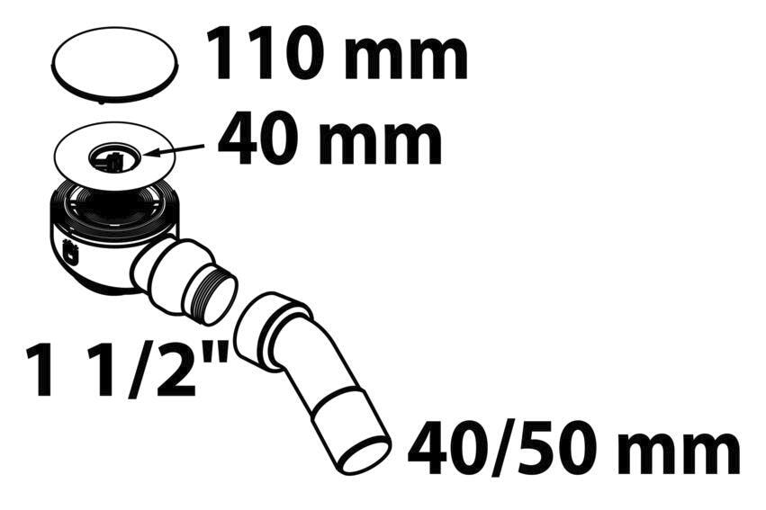 Kirchhoff Duschablauf, 90 mm, mit Abdeckung 110 mm
