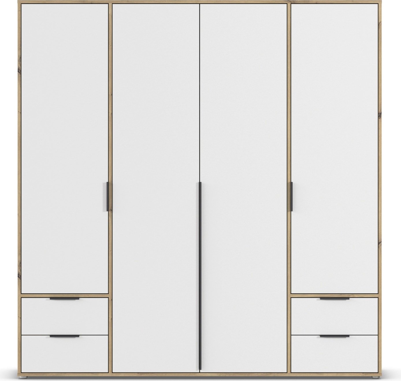 rauch Drehtürenschrank »Kleiderschrank Schrank Garderobe Wäscheschrank NAGATA viel Stauraum«, (in 3 verschiedenen Ausstattungen BASIC/CLASSIC/PREMIUM), mit Schubladen sowie Stangengriffen TOPSELLER MADE IN GERMANY