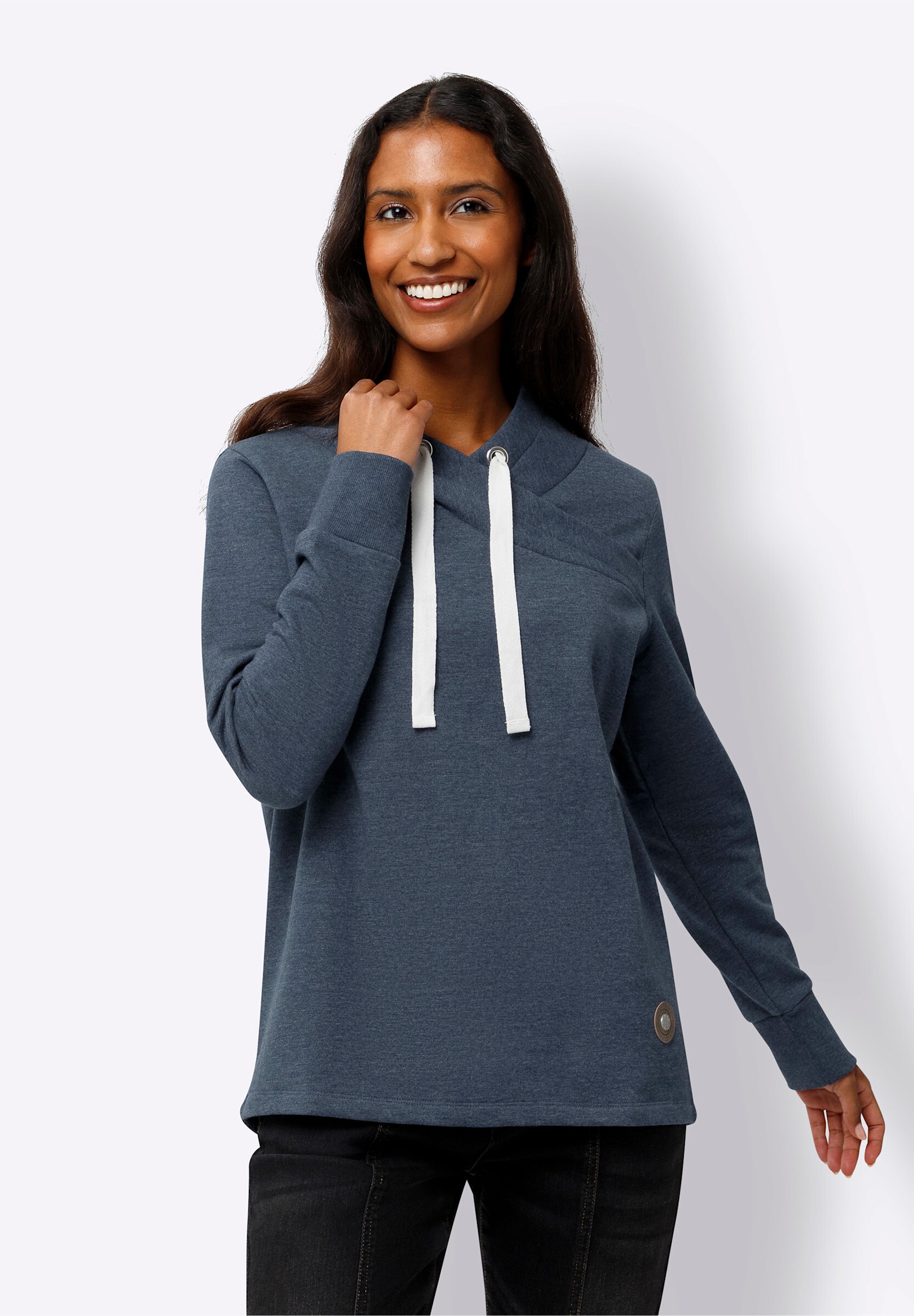 heine Sweatshirt »Long-Sweatshirt Longsweatshirt mit asymmetrischem Kragen«
