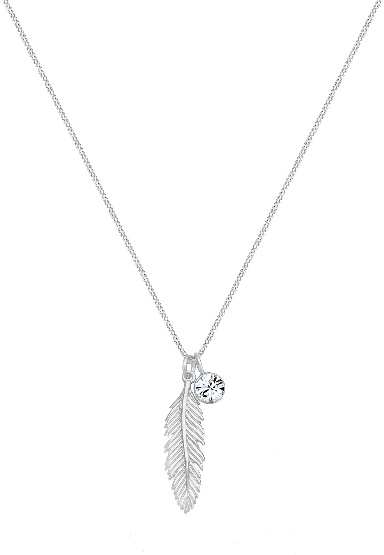 Elli Silberkette »Halskette Feder Boho 925 Silber, mit Kristallen von Swarovski®«