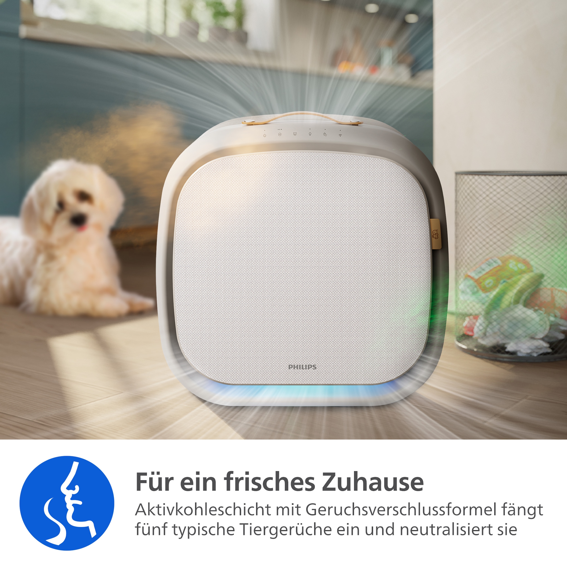Philips Luftreiniger »AC3360/11 PureProctect Pet 3000 Series, Luftreinigungsrate 400 m³/h« für 104 qm Räume 4-Schichten-HEPA-Filtersystem, mit App Verbindung, tierfreundlich