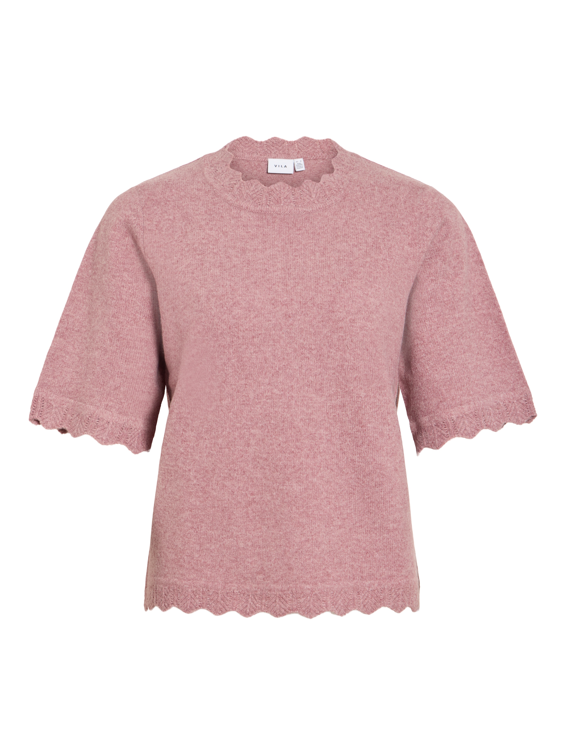 Vila Kurzarmpullover »VINIKOLINA O-NECK 2/4 KNIT TOP - NOOS« Materialmix, normal geschnitten