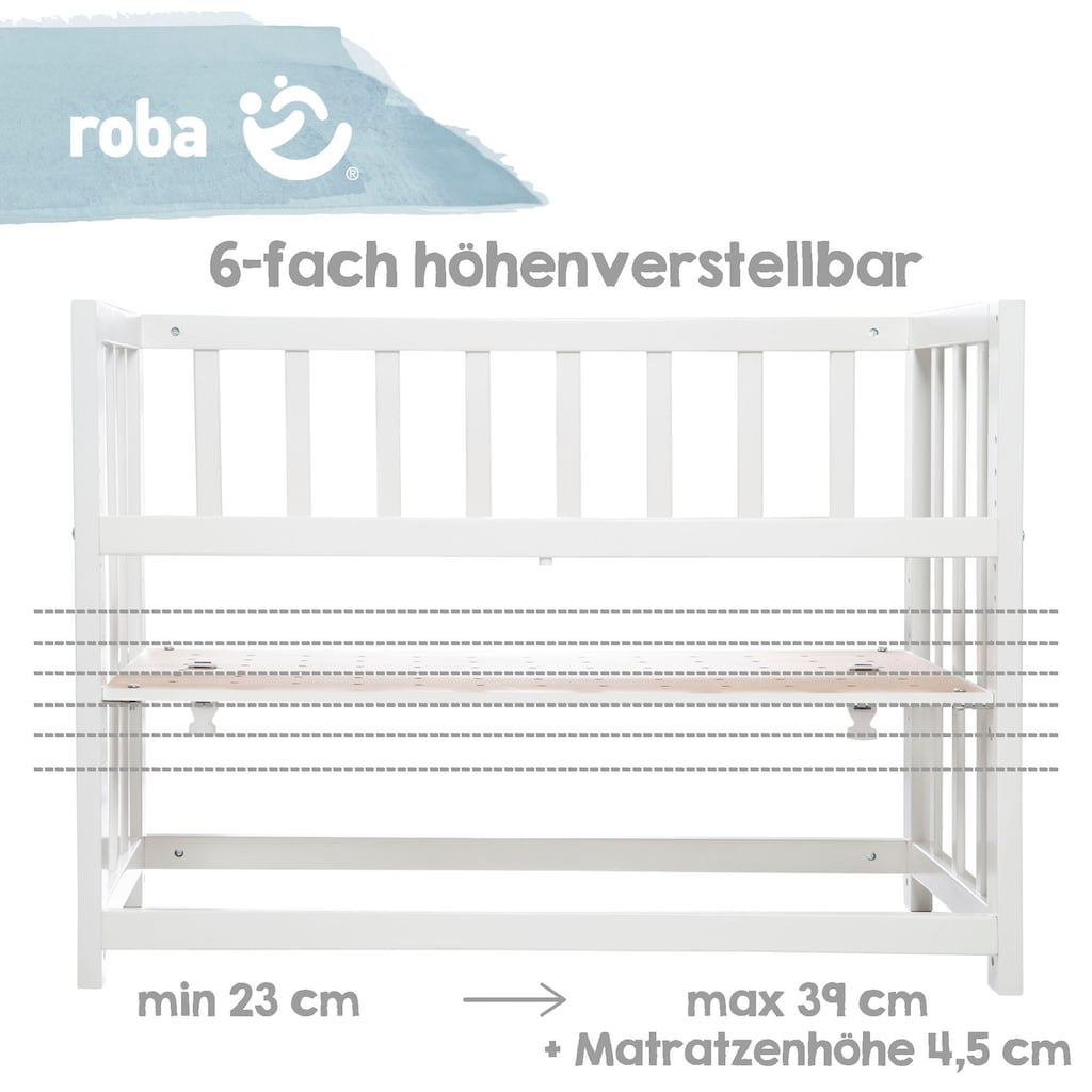 roba® Stubenbett »4 in 1, Adam und Eule, weiß«, zu Wiege, Elternbett oder Bank umbaubar