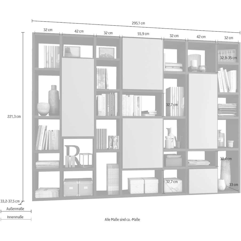 fif möbel Raumteilerregal »TORO 520-3«, Breite 295 cm