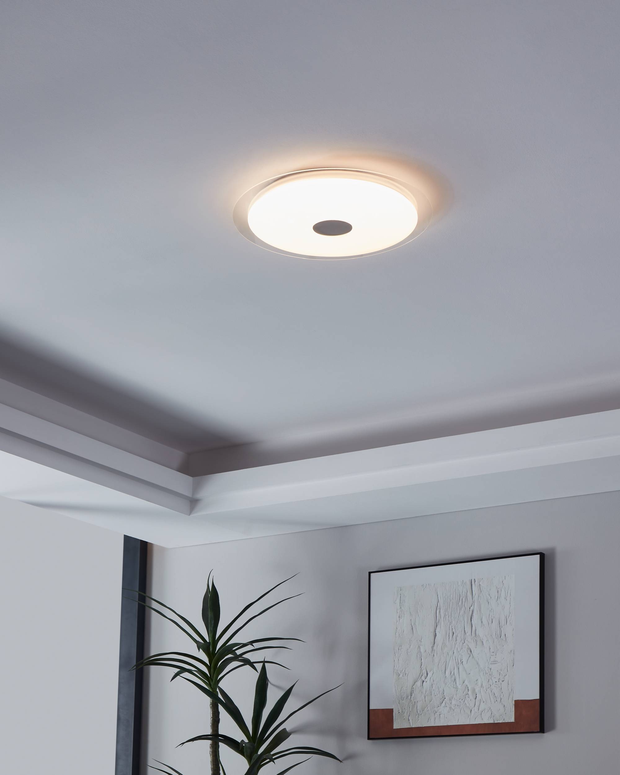 EGLO Deckenleuchte »Lanciano 1 Deckenlampe, Stahl und Kunststoff, Kristall-Effekt, Lampe« LED-Modul 1 Stk. Kaltweiß | Neutralweiß | Warmweiß mit Kristall-Effekt, Fernbedienung, CCT, Nachtlicht, dimmbar, Ø40cm