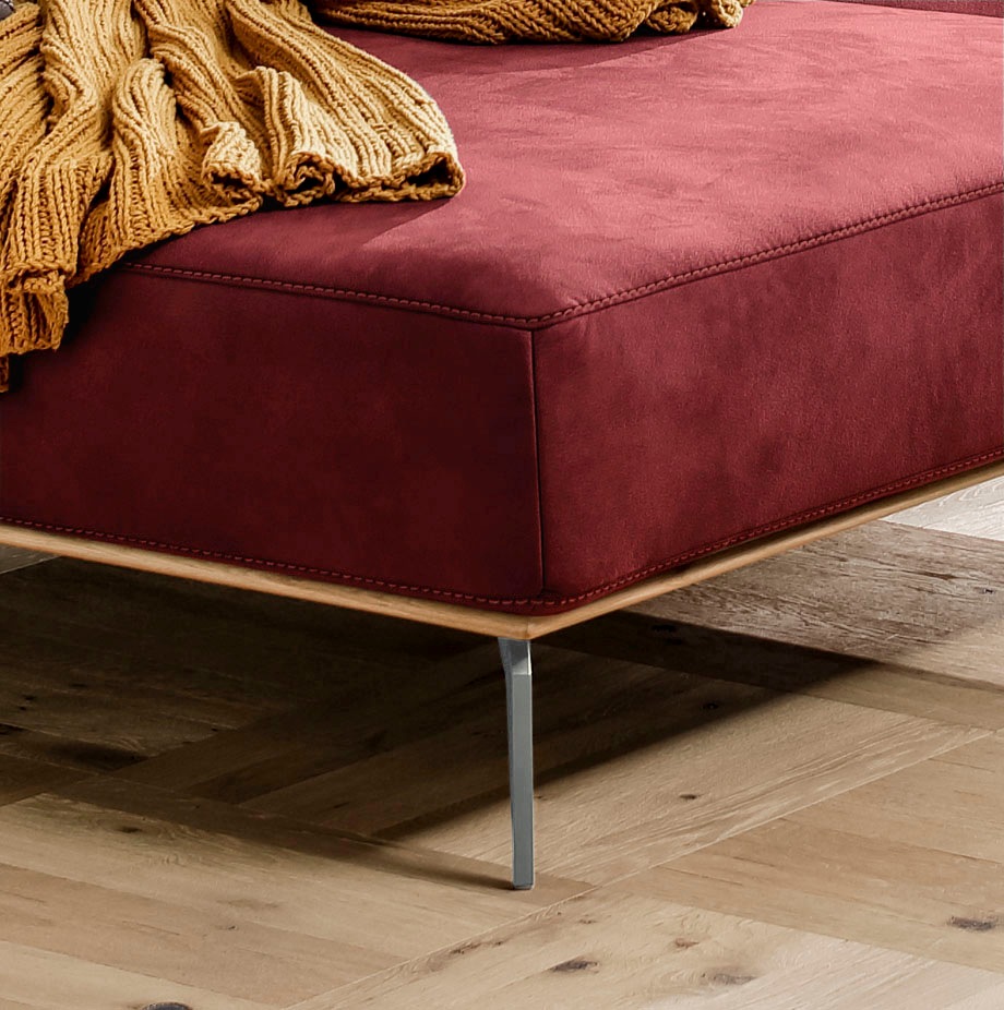 W.SCHILLIG Ecksofa »run, Designsofa mit tollem Sitzkomfort, bequem, L-Form«, mit elegantem Holzsockel, Füße in Silber matt, Breite 299 cm