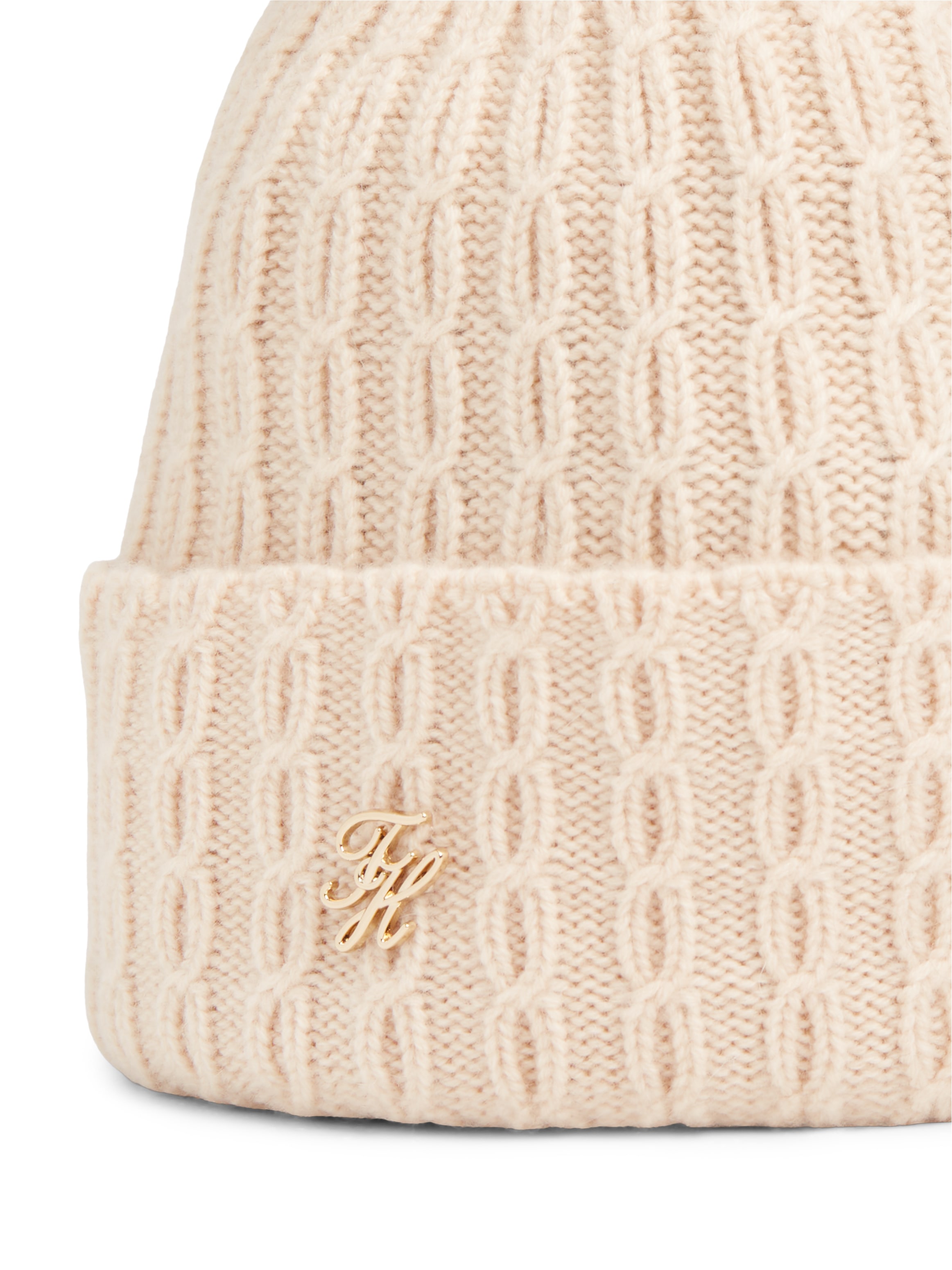 Tommy Hilfiger Beanie »TH SCRIPT CABLE POM« mit Kaschmiranteil