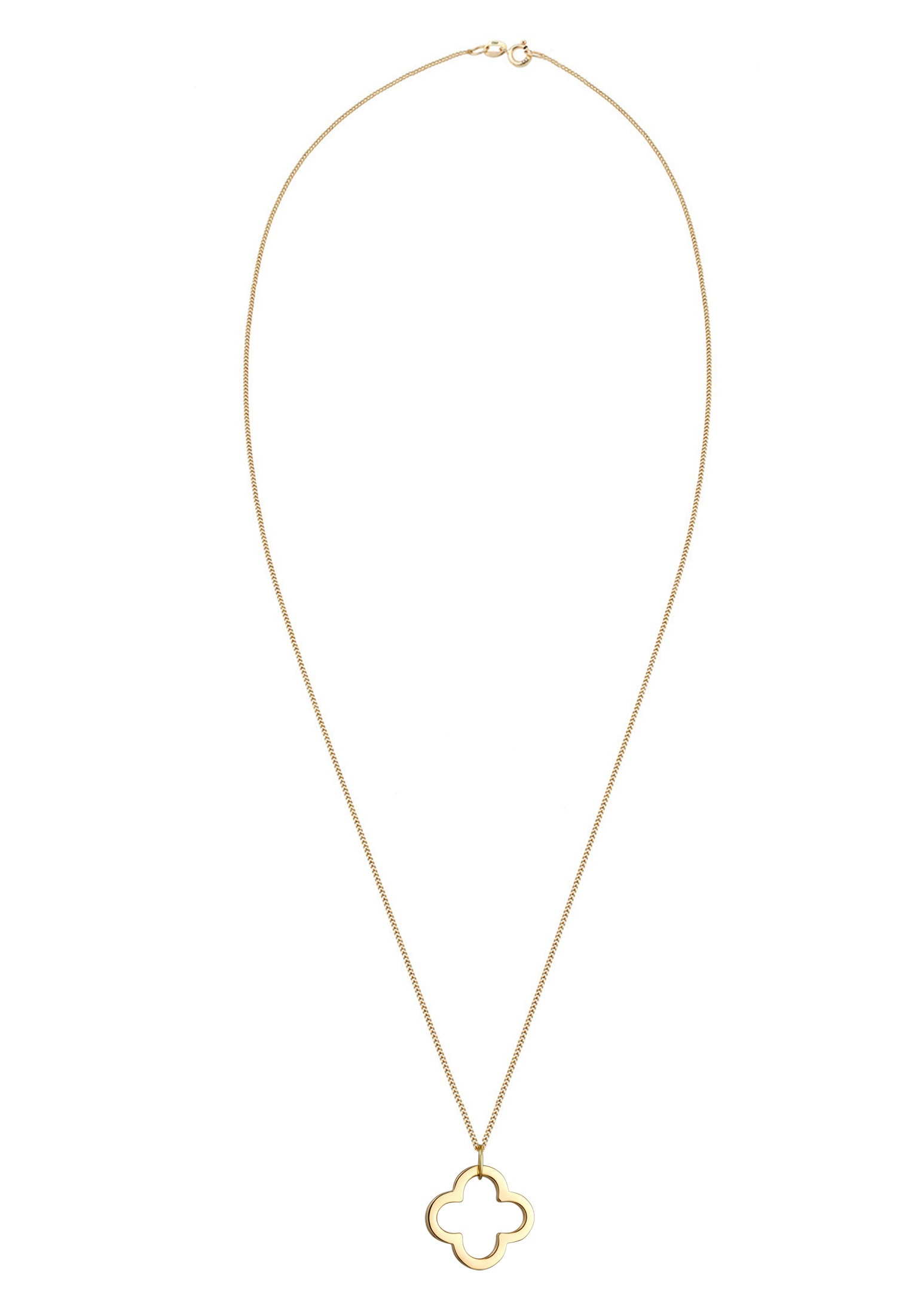 Elli Premium Kette mit Anhänger »Halskette Glücksbringer Kleeblatt 585 Gelbgold«