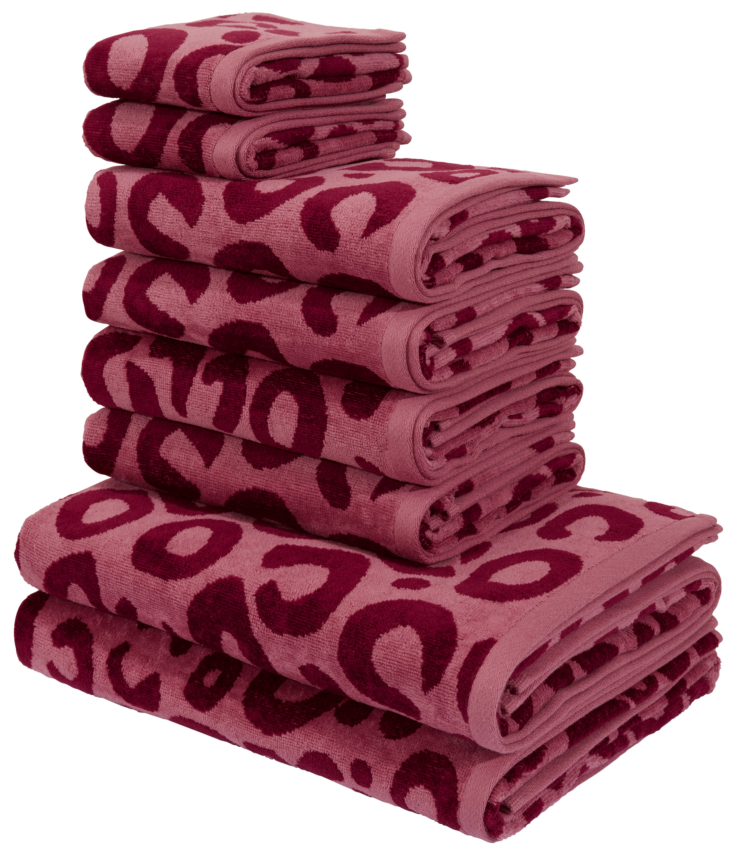 my home Handtuch Set »Anna Leopardmuster, 8-tlg Handtuch-Set, 100% Baumwolle« Set 8 Frottiervelours Duschtücher, Handtücher und Gästetücher, weich, saugstark, modern, Leo
