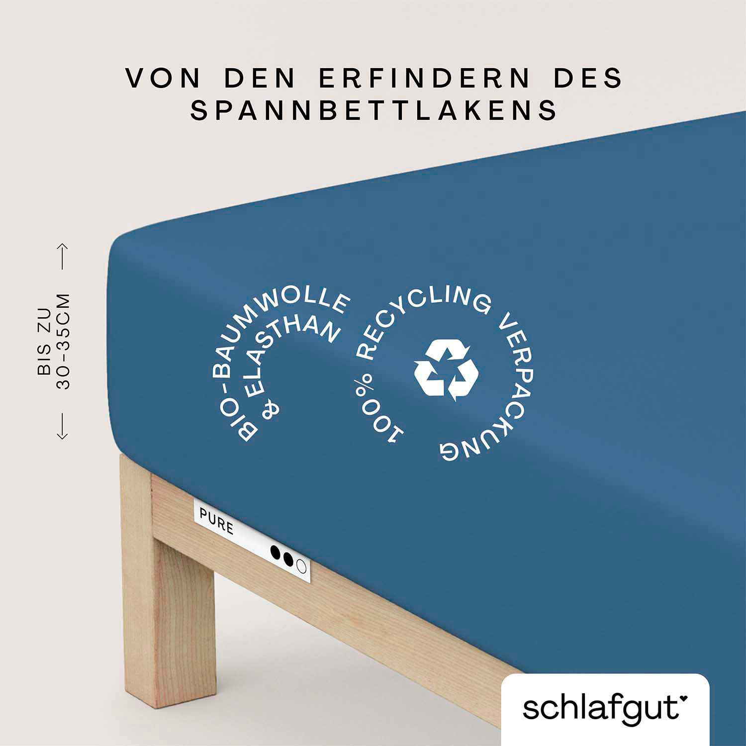 Schlafgut Spannbettlaken »PURE Bio-Baumwolle mit Elasthan, dehnbar blickdicht, straff, Bettlaken«, PREMIUM Laken für Matratzen bis 30cm Höhe, in 90x200, 140x200, 180x200