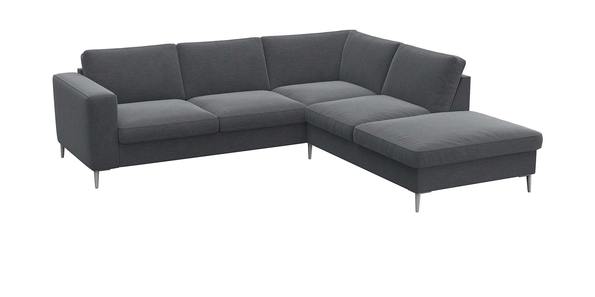 FLEXLUX Ecksofa »Fiore, L-Form«, breite Armlehnen, Füße alufarben, B/T 241/225 cm, Kaltschaum im Sitz