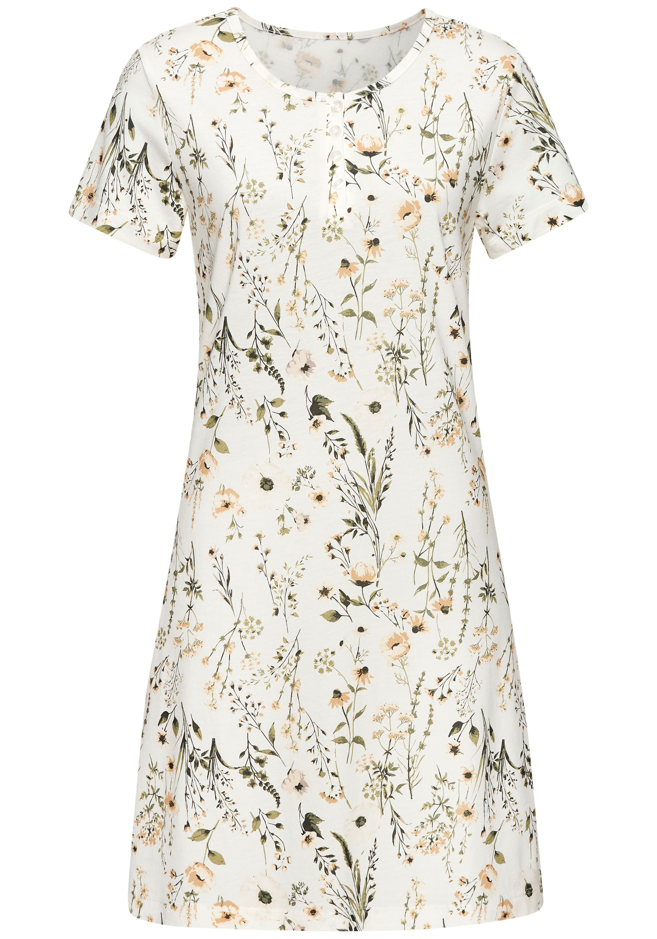 LASCANA Nachthemd 1-teilig,  mit schönem Blumenprint und Knopfleiste
