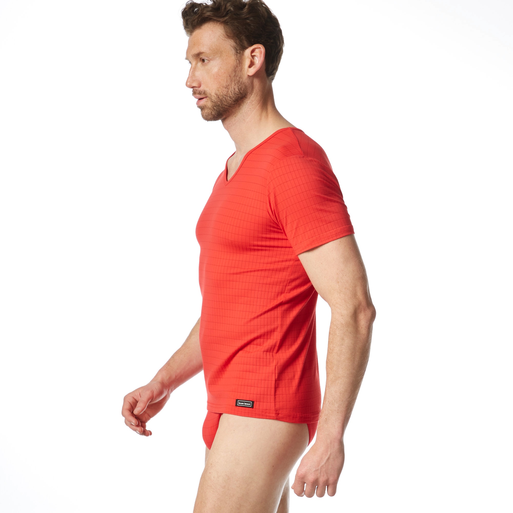 Bruno Banani V-Shirt »CHECK LINE 2.0« Pique Optik, Kurzarm, V-Neck, Cotton-Mix