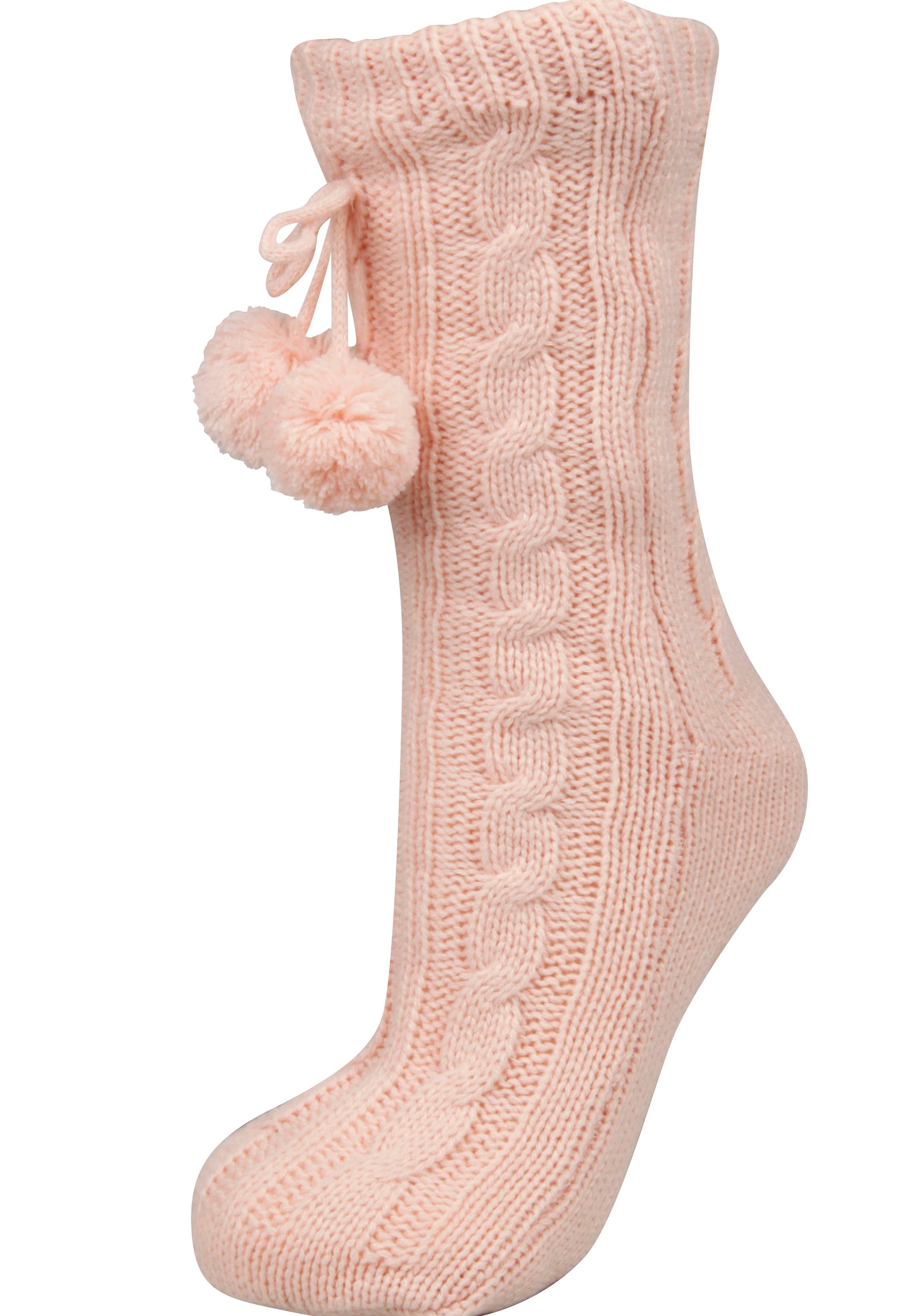 Capelli New York Kuschelsocken, mit Zopfmuster und Bommeln