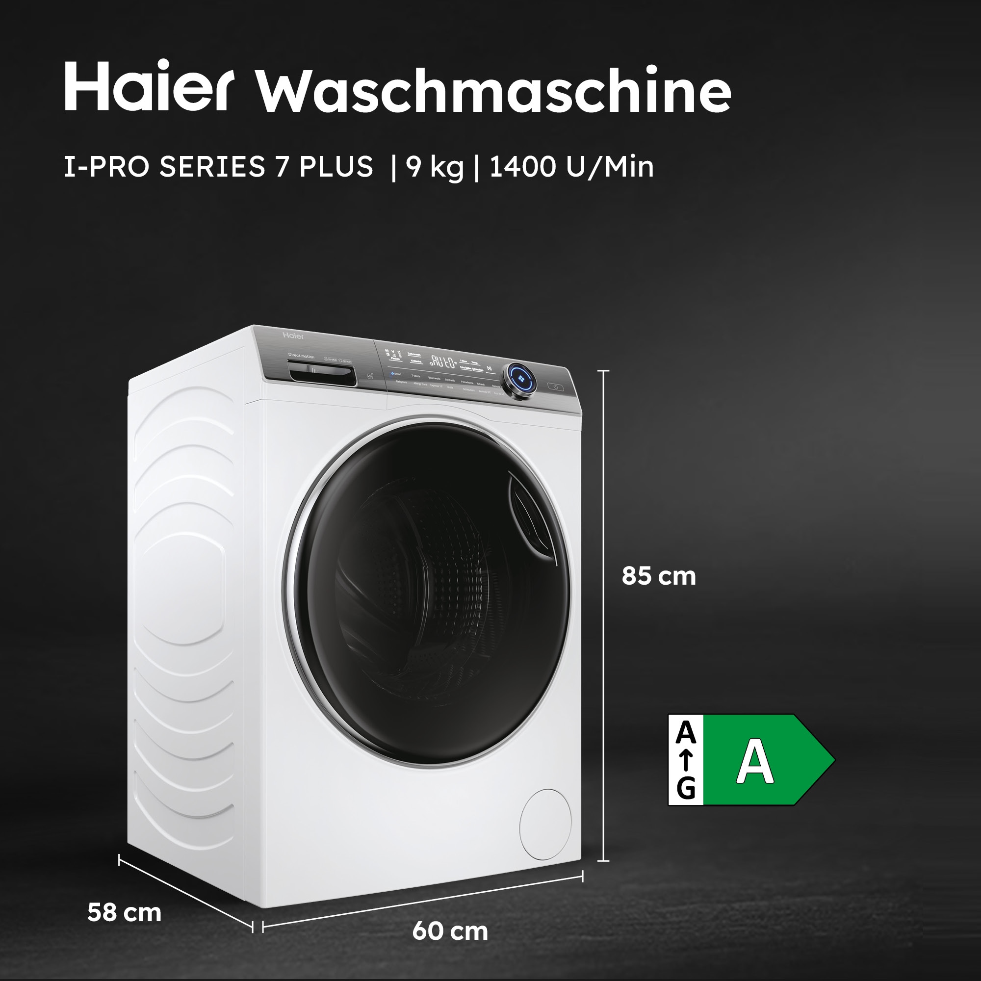 Haier Waschmaschine »HW90-B14979YU1« 9 kg 1400 U/min 8 kg, 1400 U/min, Flüsterleiser Motor, Vollwasserschutz