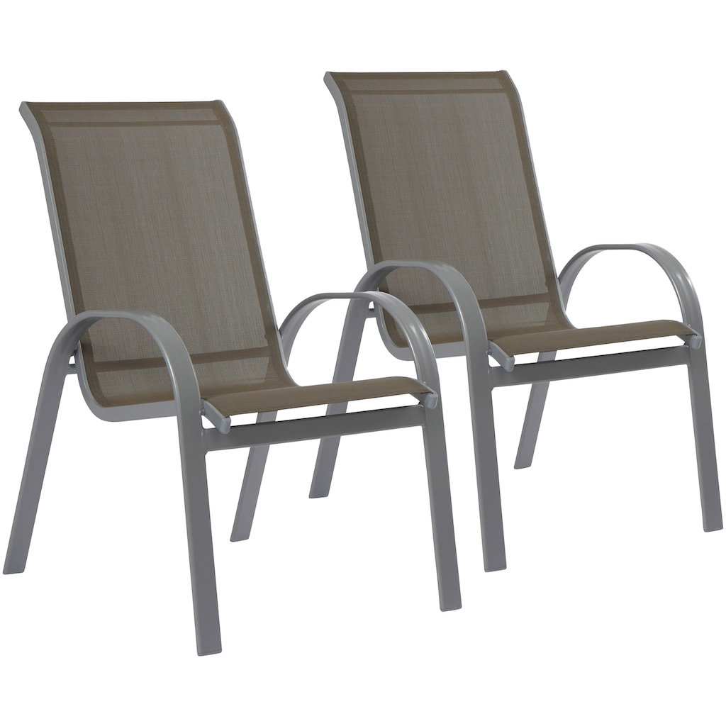 MERXX Garten-Essgruppe »Amalfi«, (7 tlg., 6x Stapelsessel, 1x Ausziehtisch 140(200)x90 cm)